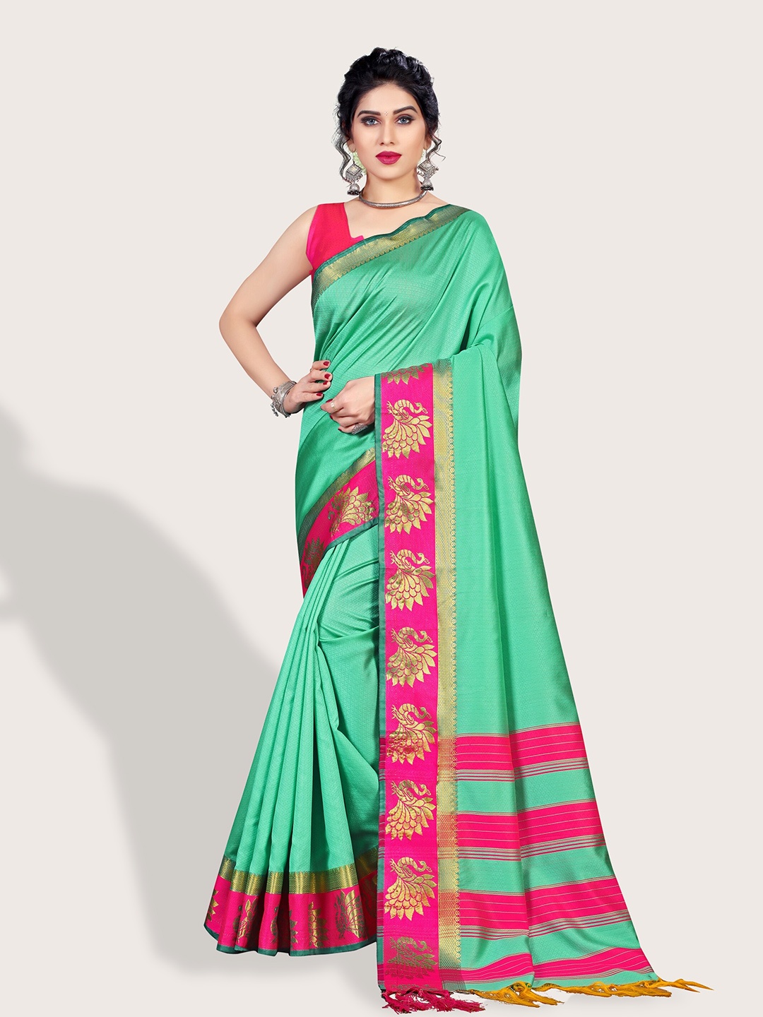 

Vaidehi Fashion Woven Design Zari Art Silk Saree, Teal