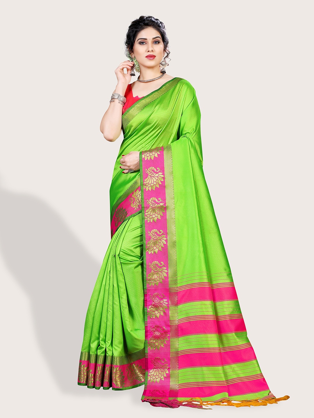

Vaidehi Fashion Zari Art Silk Saree, Green