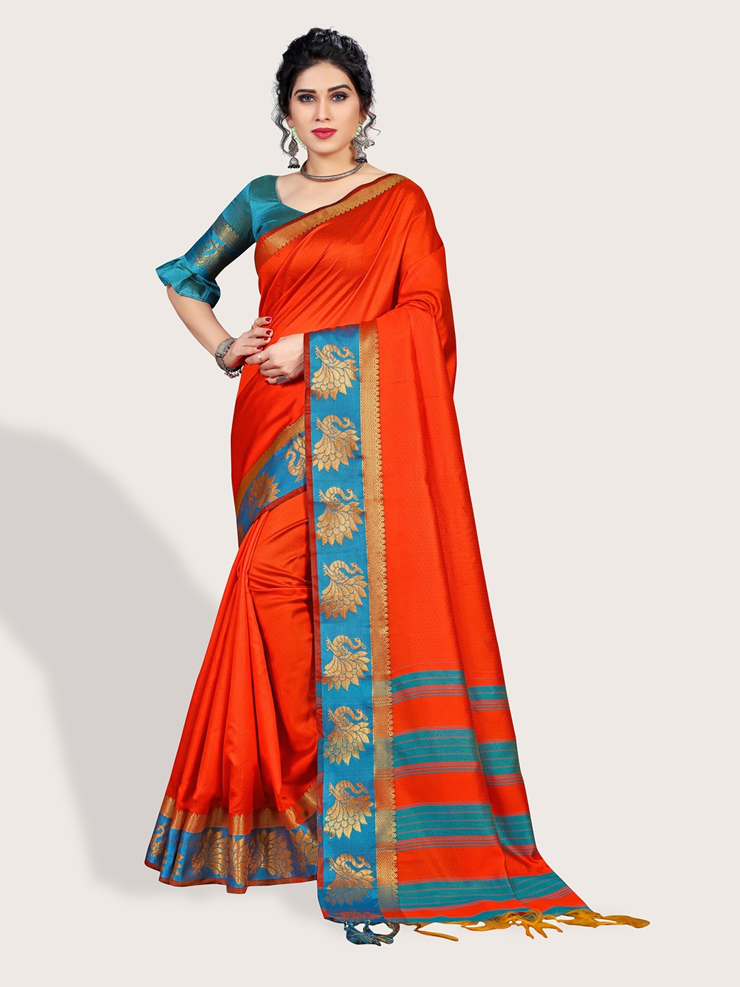 

Vaidehi Fashion Woven Design Zari Art Silk Saree, Orange