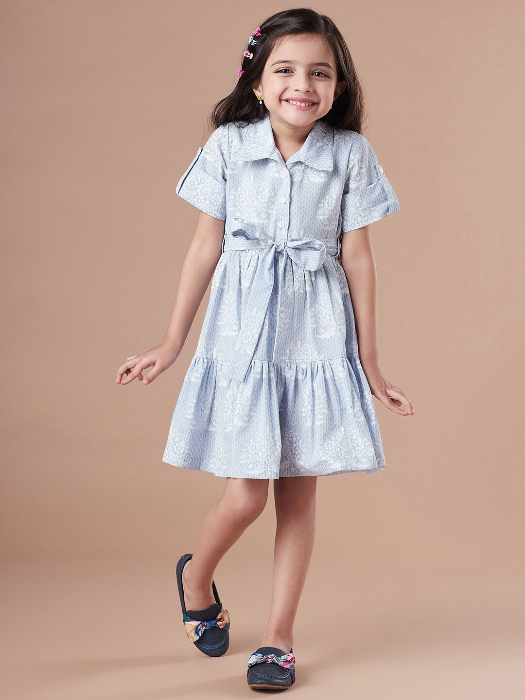 

pspeaches Girls Striped Shirt Dress, Grey