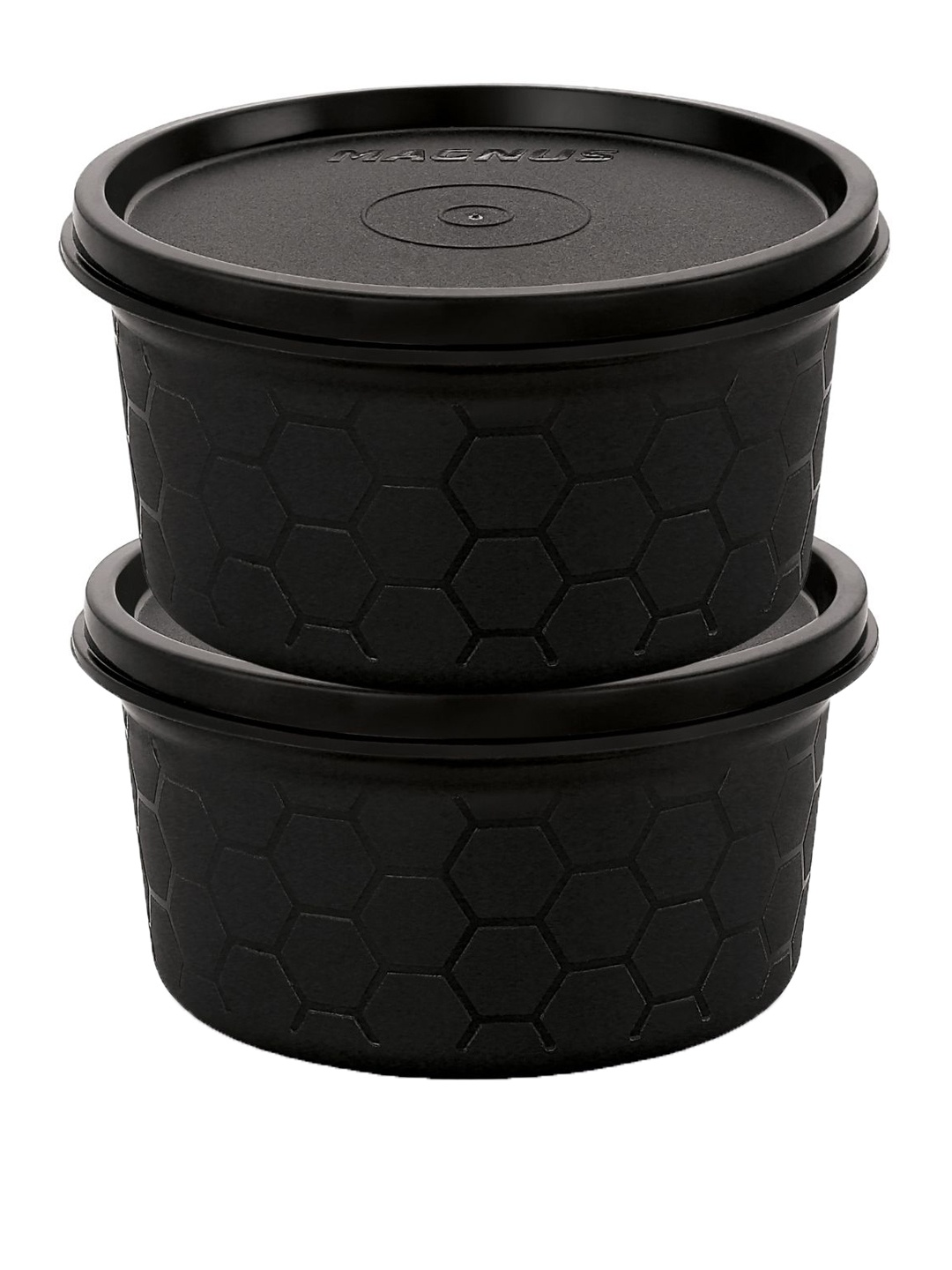 

MAGNUS Black 2-Pieces Textured Microwave Easy Lock Food Containers 400 ml Each
