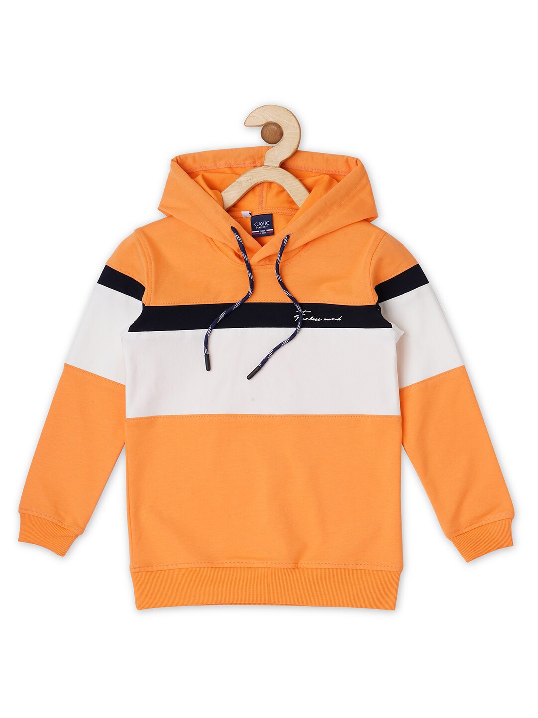 

CAVIO Boys Colourblocked Cotton T-shirt, Orange
