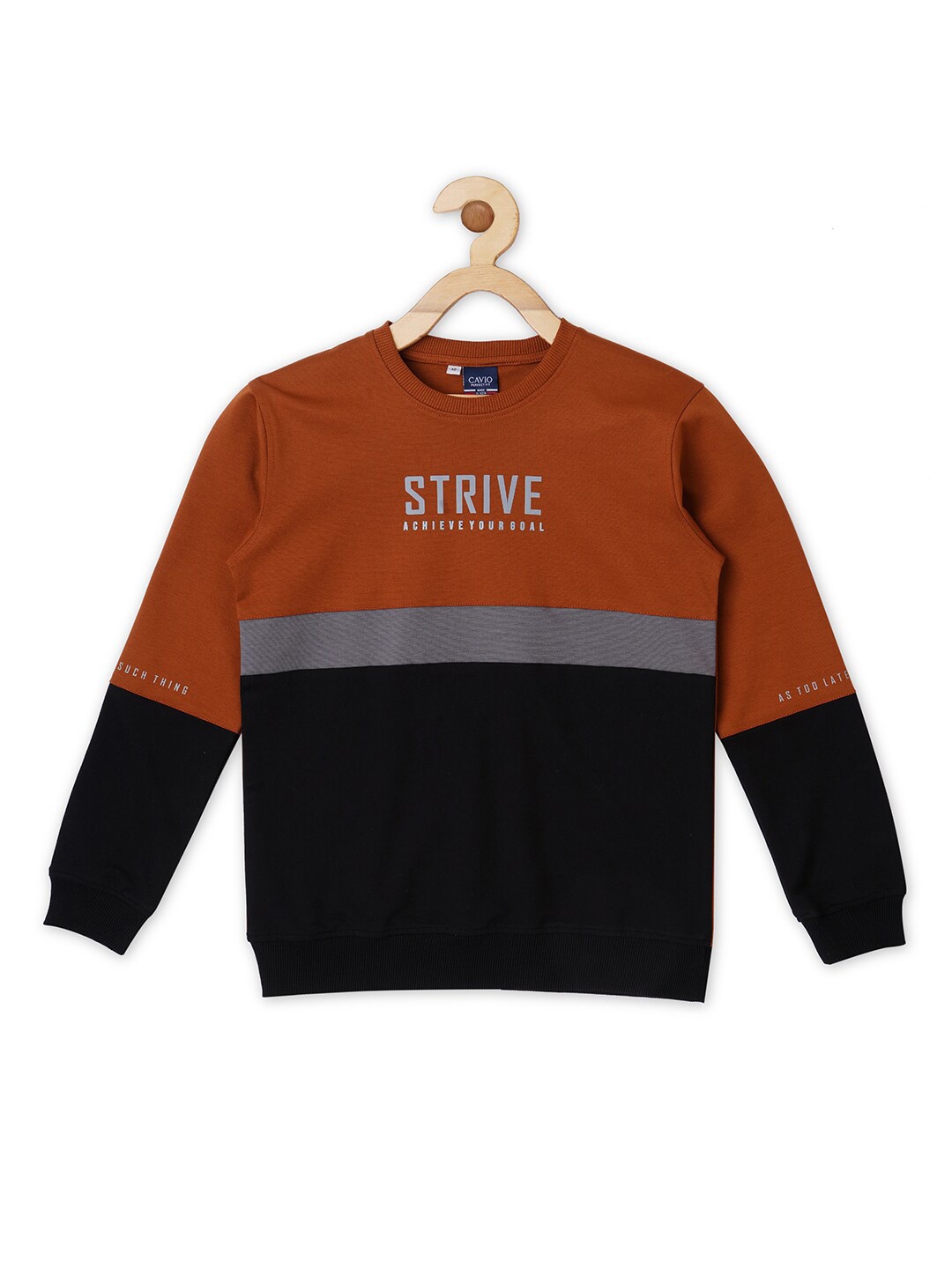 

CAVIO Boys Colourblocked Cotton T-Shirt, Mustard