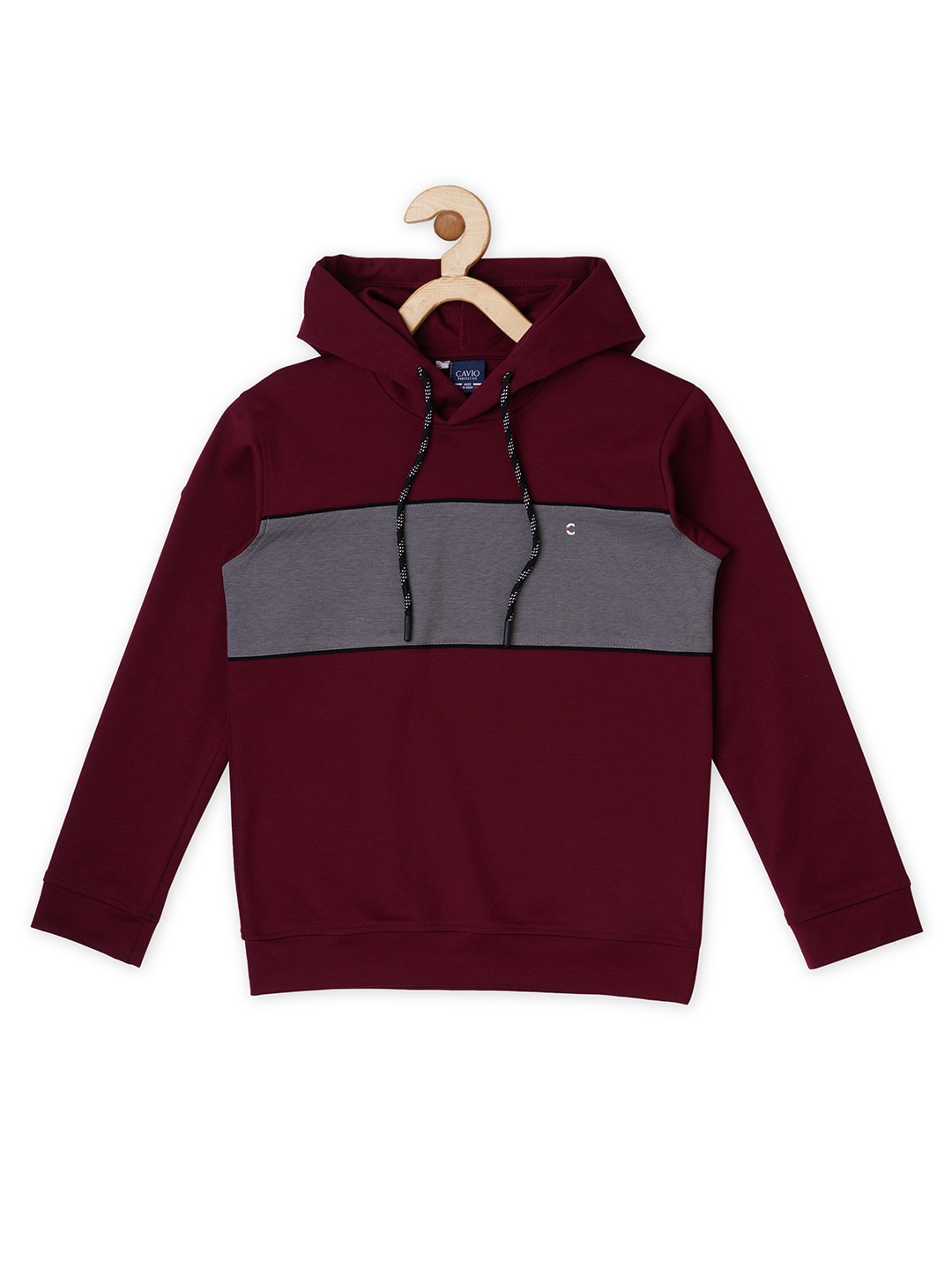 

CAVIO Boys Colourblocked Regular Fit Hooded T-shirt, Maroon