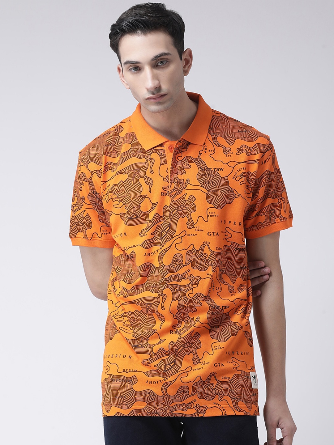 

Club York Typography Printed Polo Collar Cotton T-shirt, Orange
