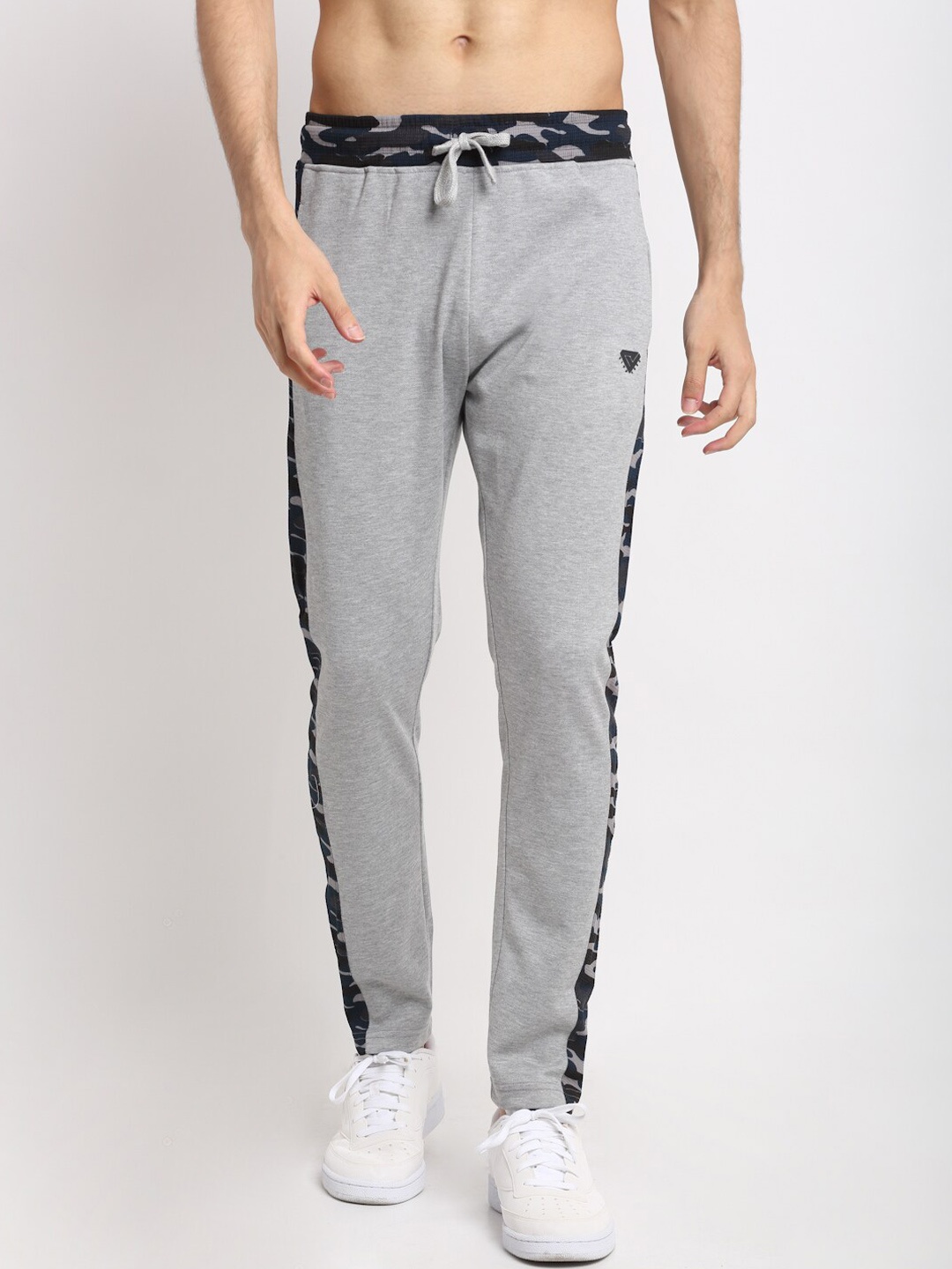 

Club York Men Regular Fit Side Printed Detail Cotton Track Pants, Grey melange