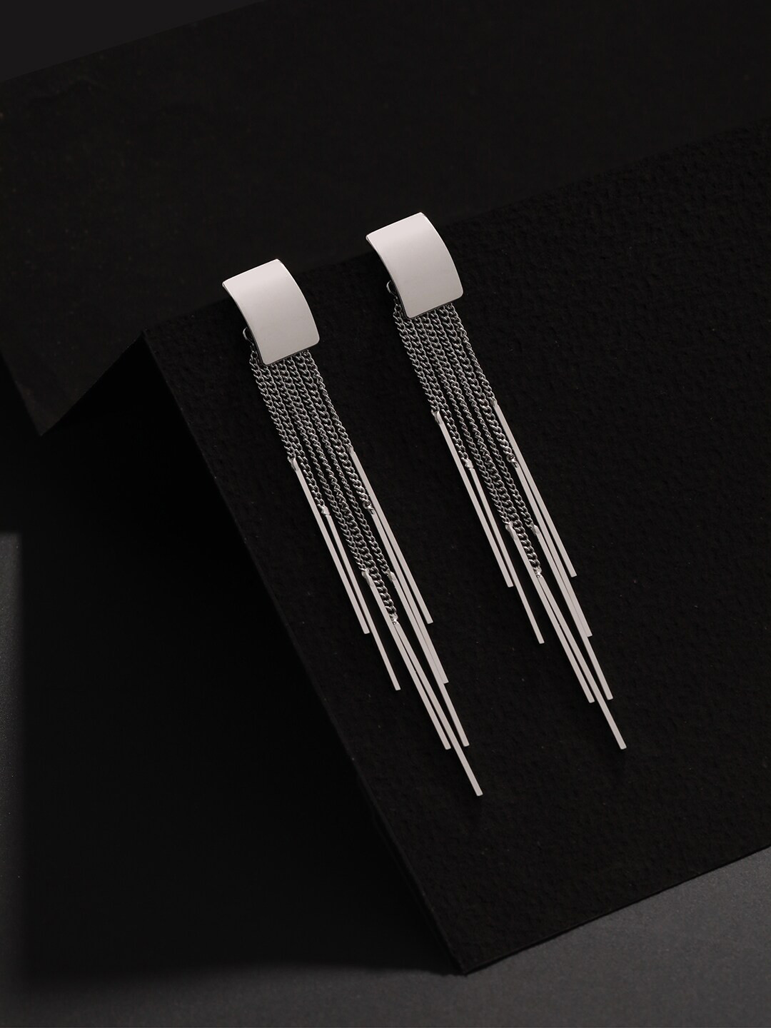 

Jazz and Sizzle Silver-Plated Contemporary Drop Earrings