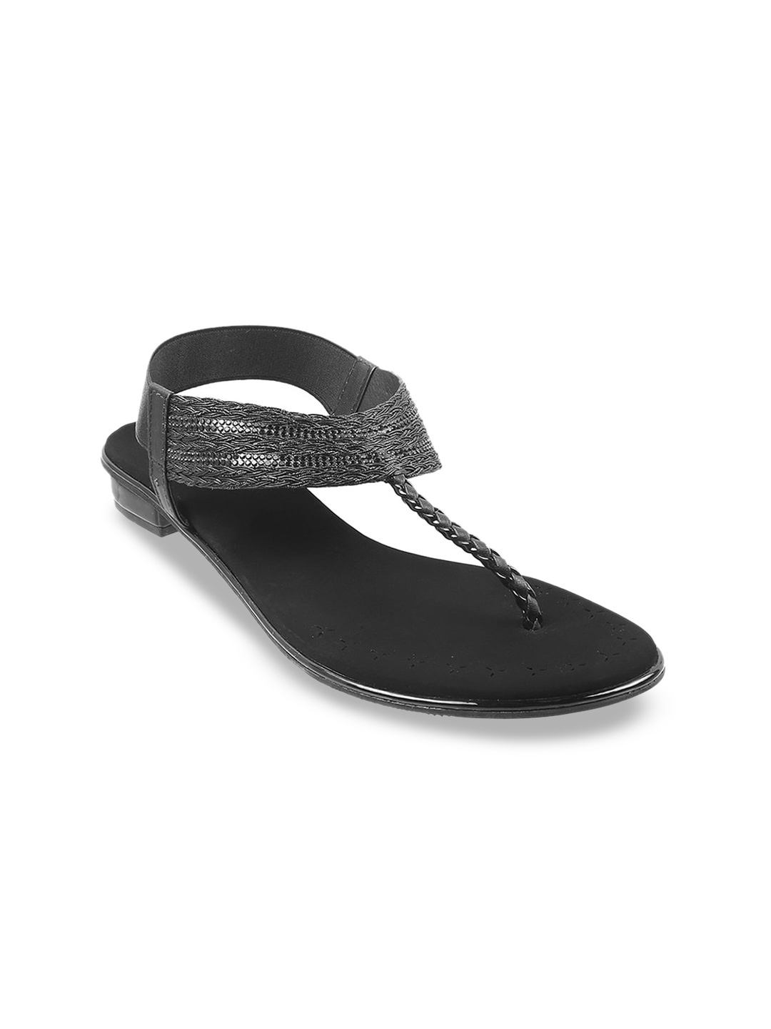 

Mochi Women Backstrap Synthetic T-Strap Flats, Black