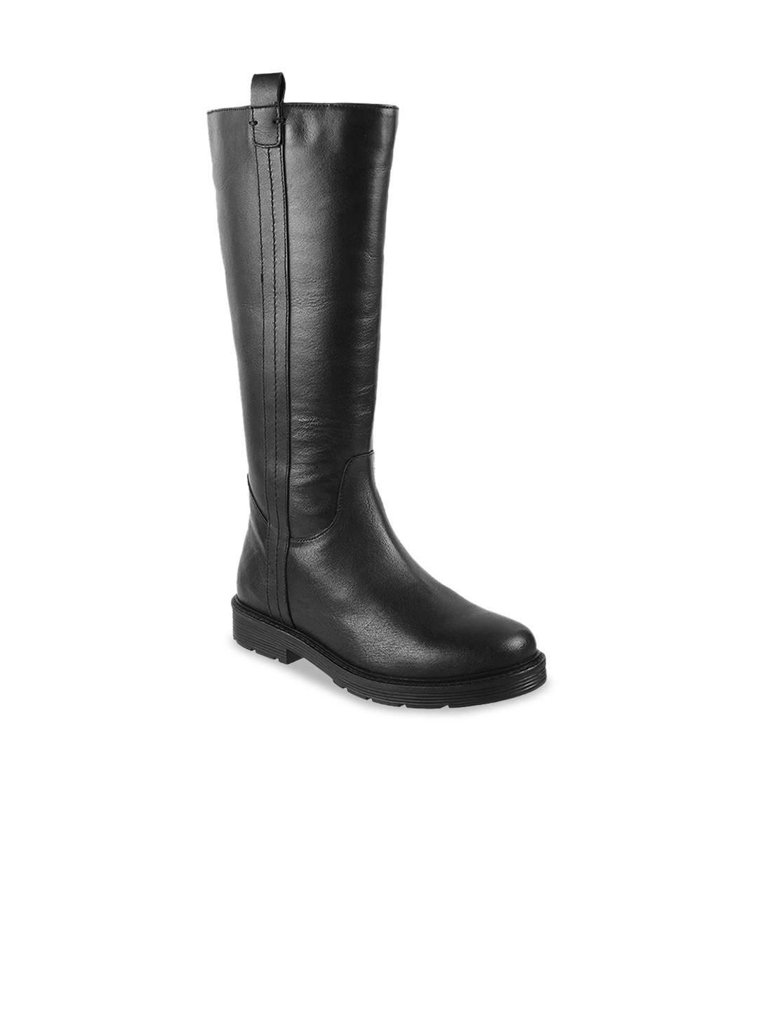 

Mochi Women Round Toe High-Top Block Heel Boots, Black