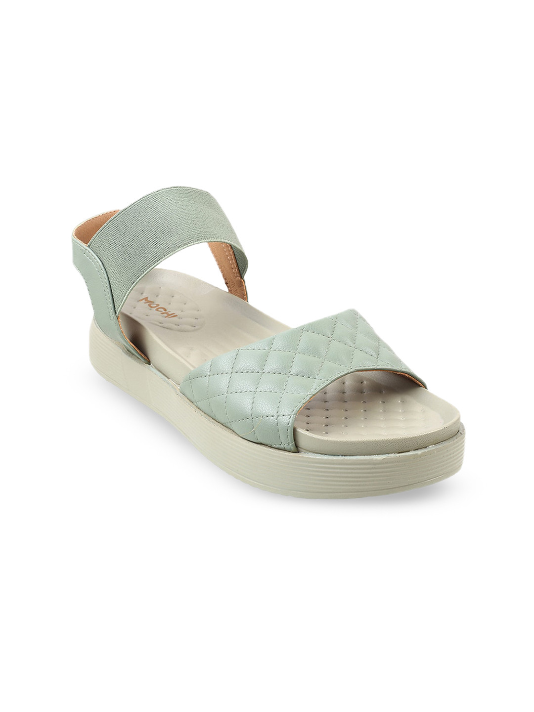 

Mochi Women Textured Open Toe Flats, Green