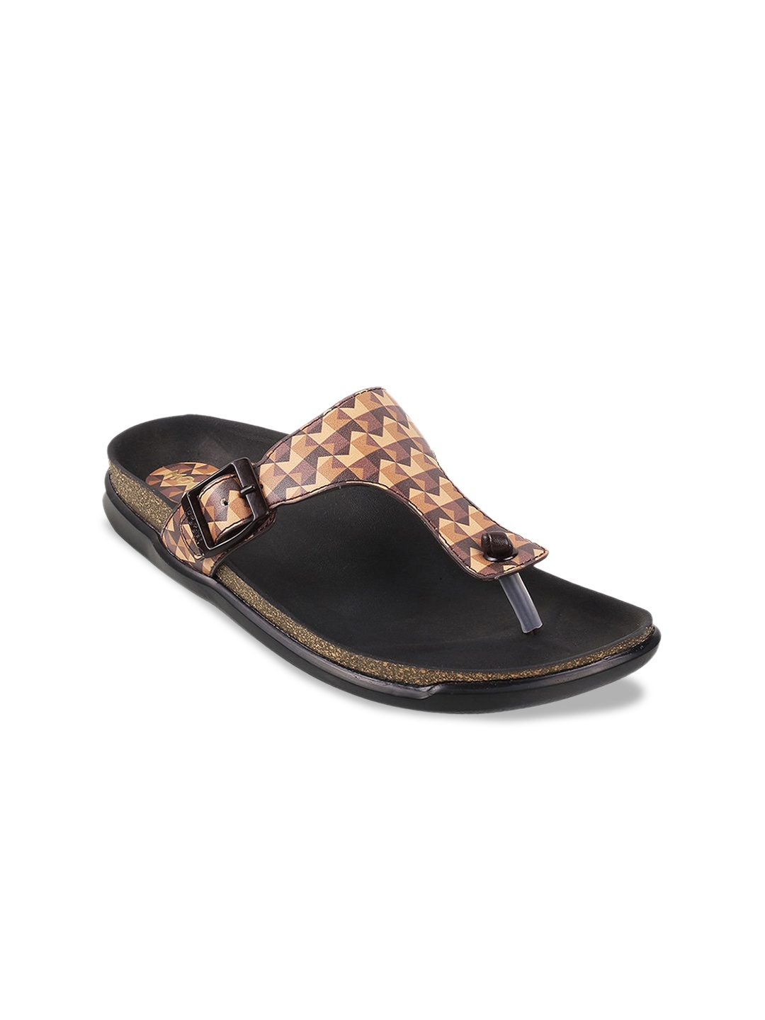 

Mochi Women Printed T-Strap Flats, Tan