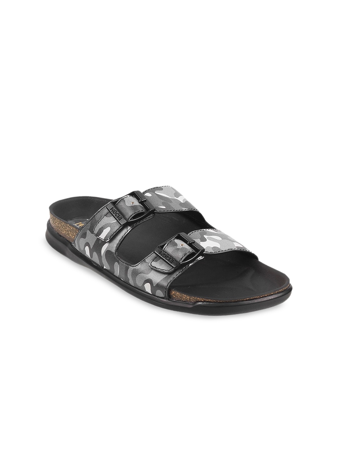 

Mochi Women Printed Open Toe Flats with Buckles, Black