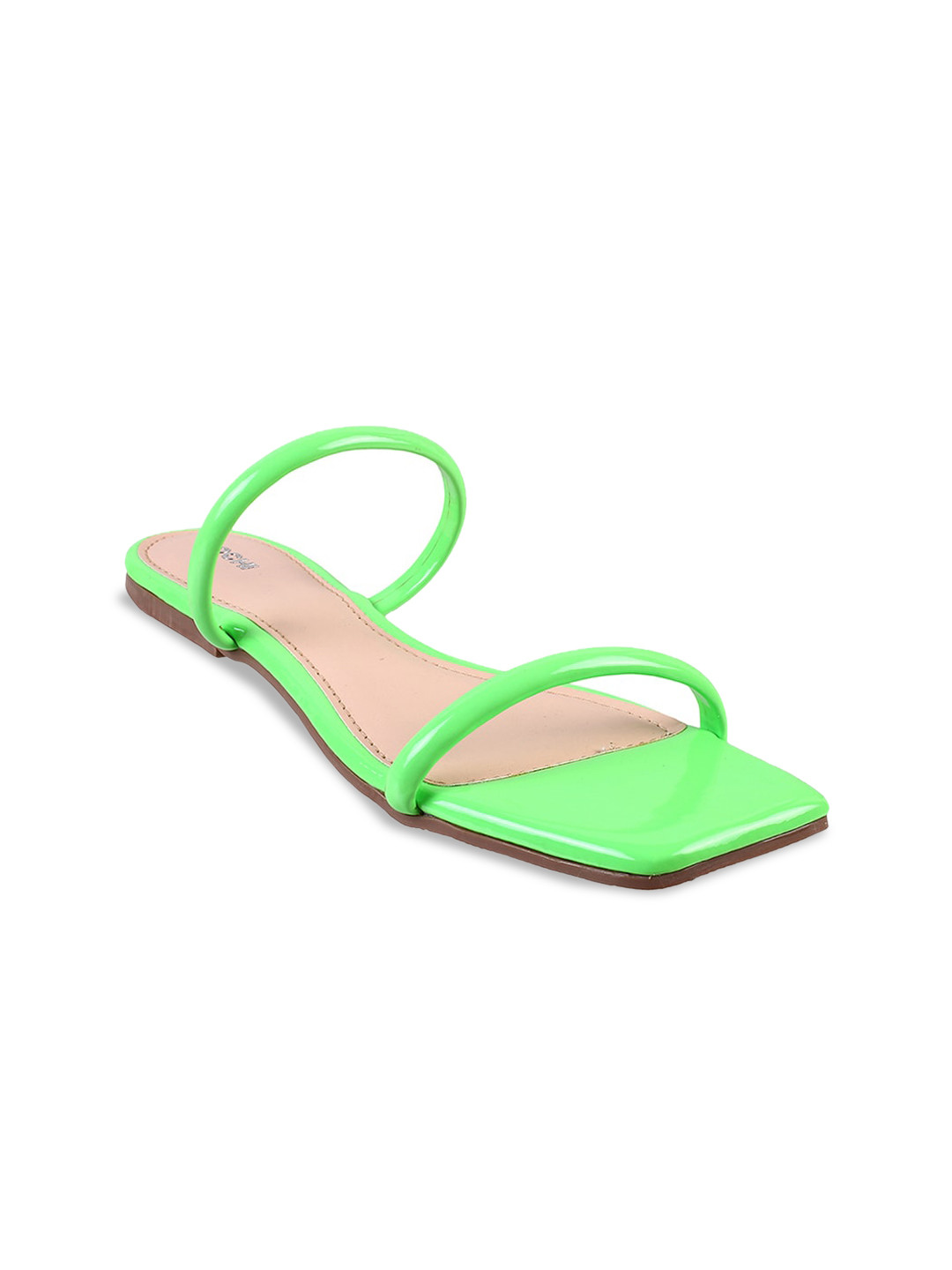 

Mochi Women No Back Strap Open Toe Flats, Green