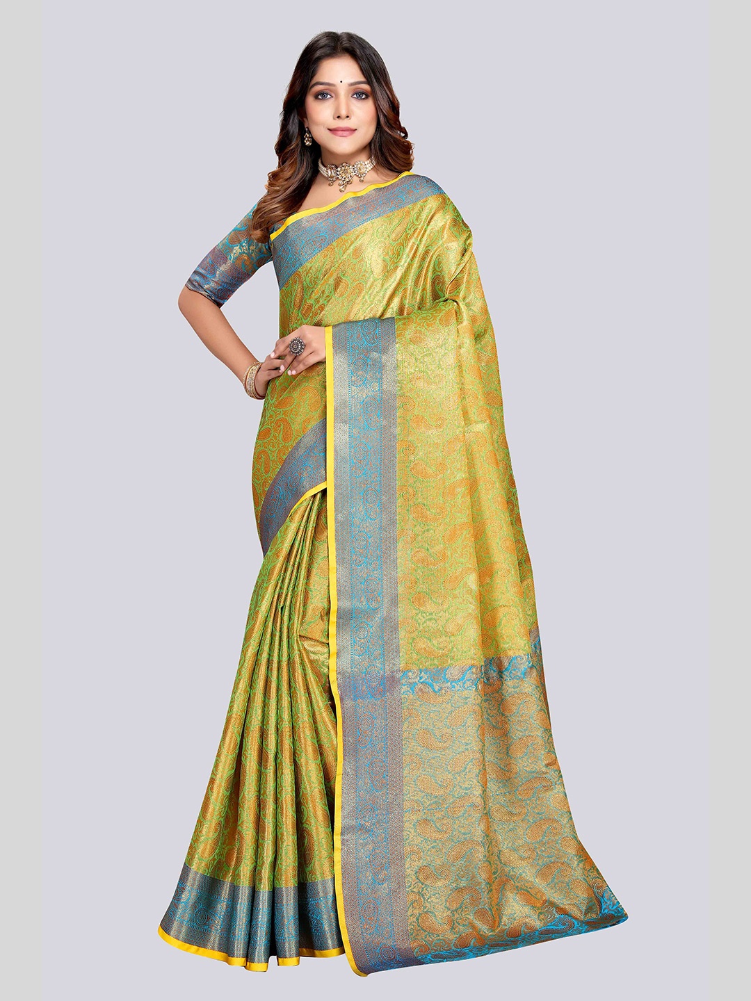 

VENISA Woven Design Zari Tissue Banarasi Saree, Green