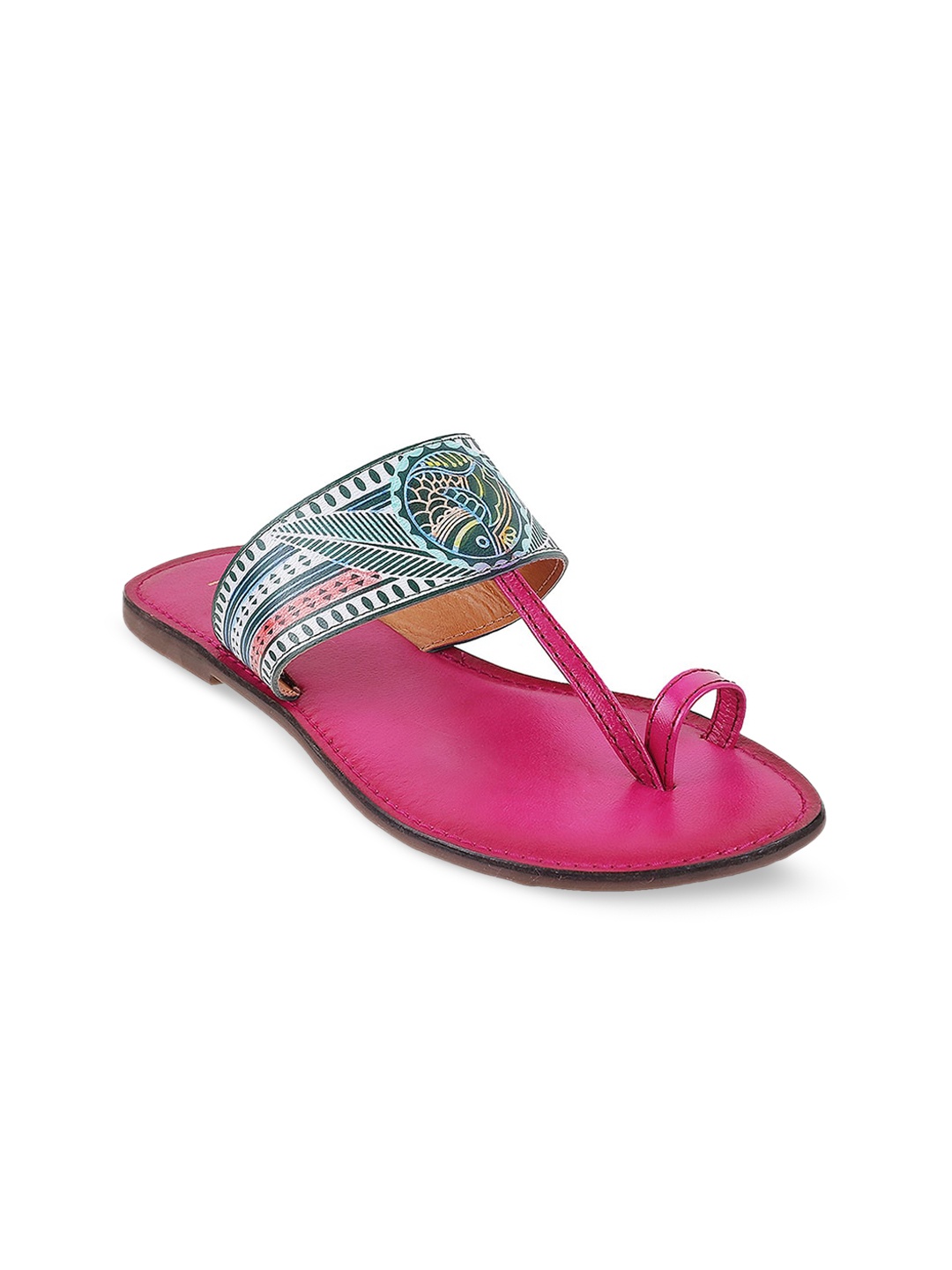 

Metro Printed Leather One Toe Flats, Pink