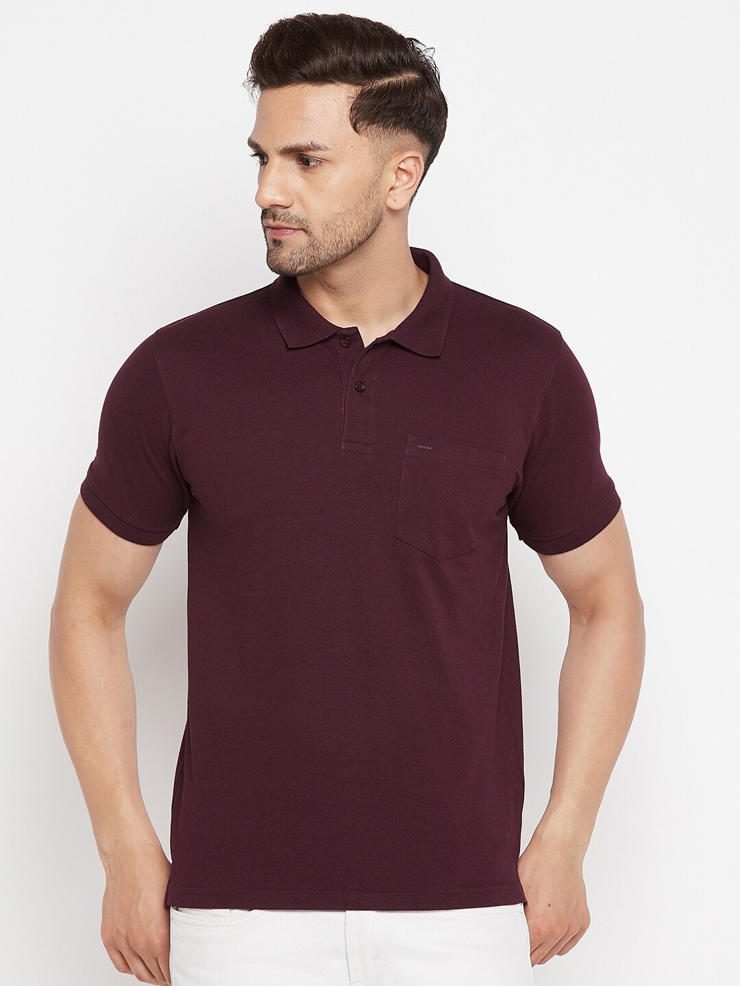 

Okane Polo Collar Cotton T-shirt, Burgundy