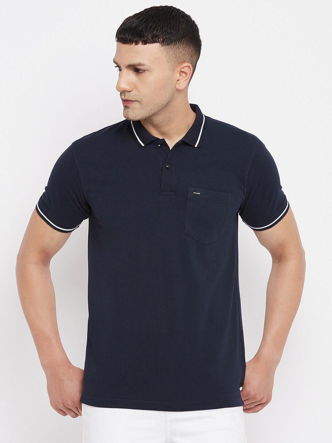 

Okane Regular Fit Polo Collar Cotton T-shirt, Navy blue