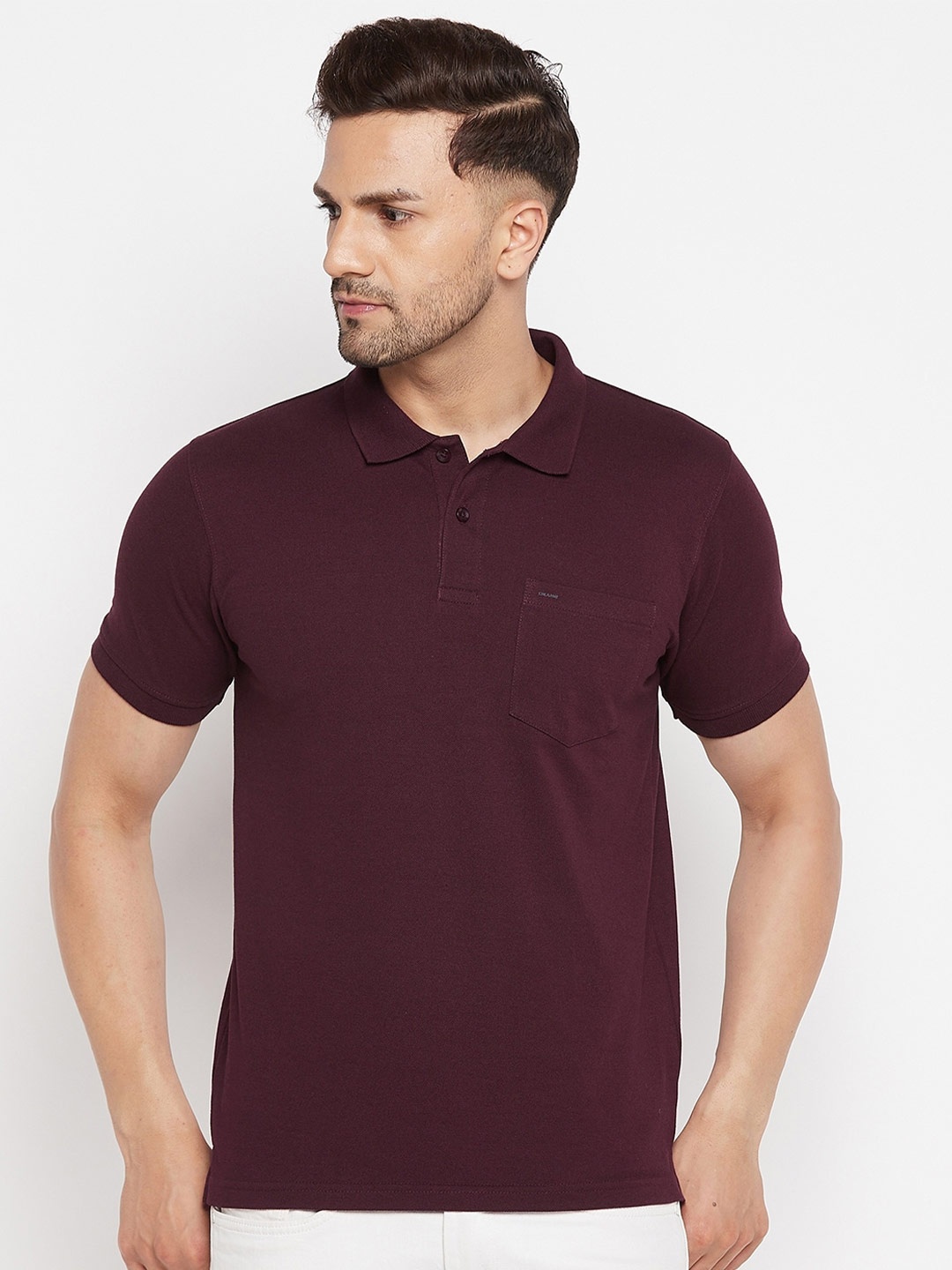 

Okane Polo Collar Cotton T-Shirt, Burgundy