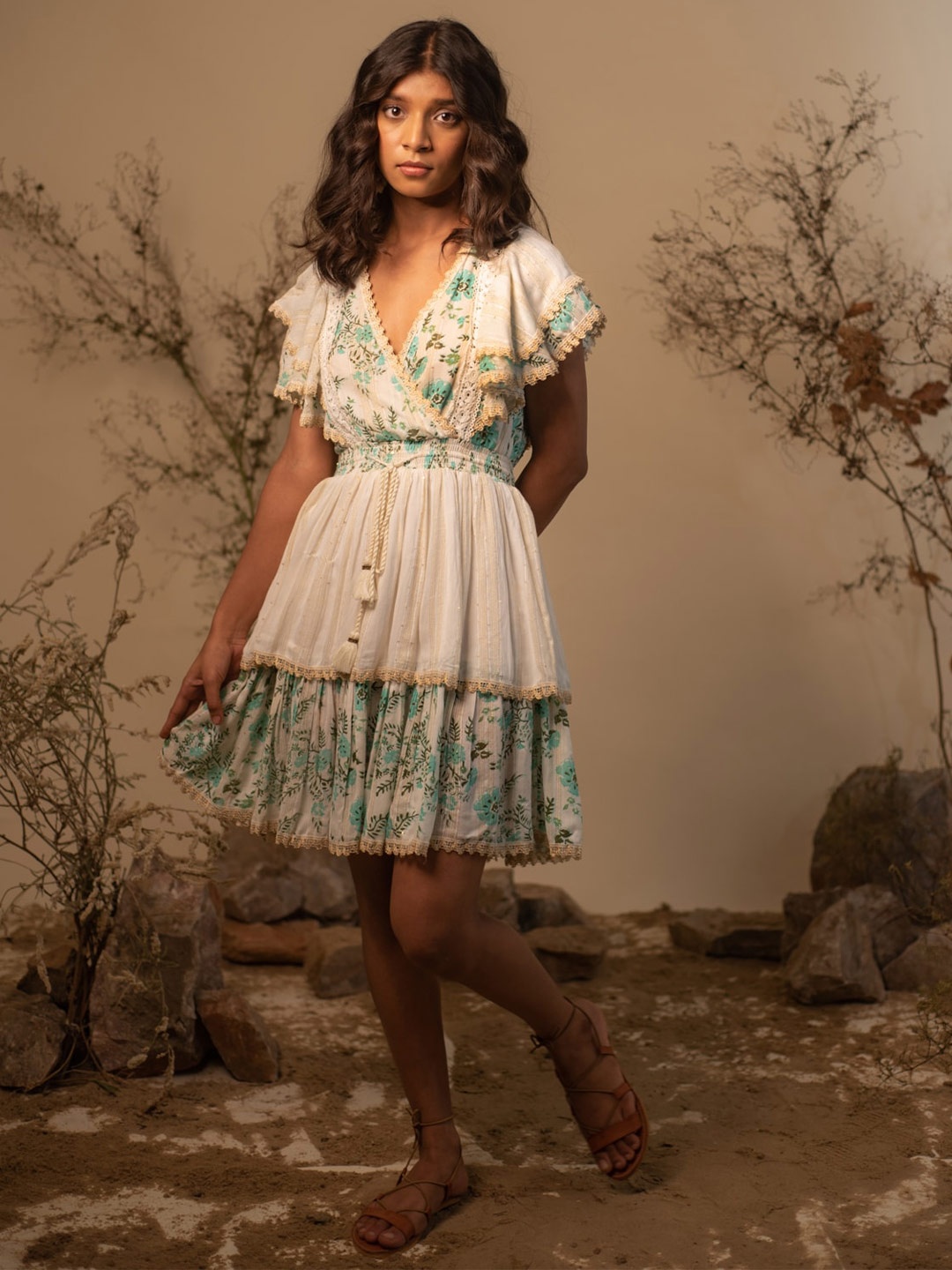 

Label Reyya Ethnic Motifs Empire Dress, White