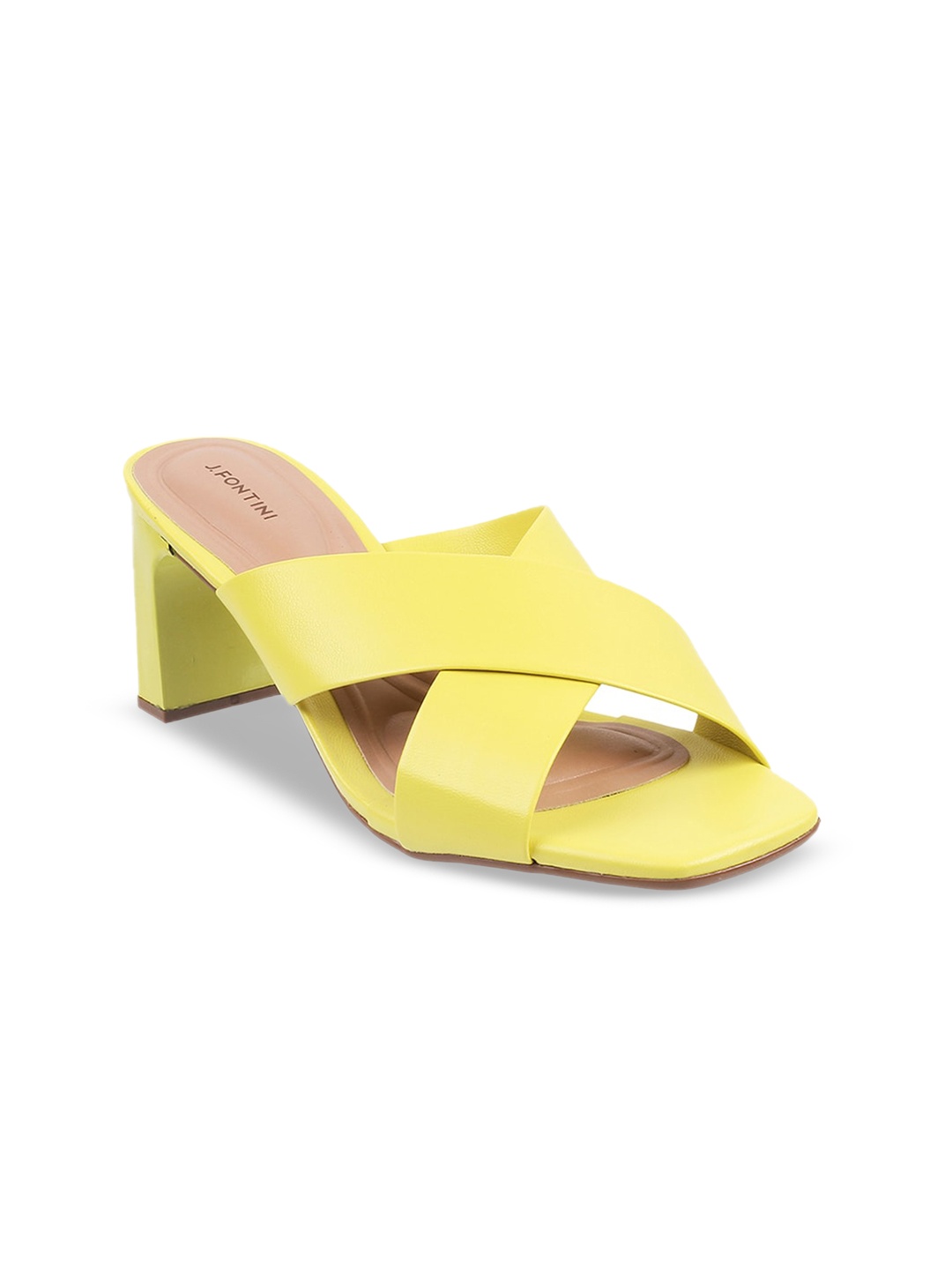 

J.FONTINI Open Toe Block Heels, Yellow