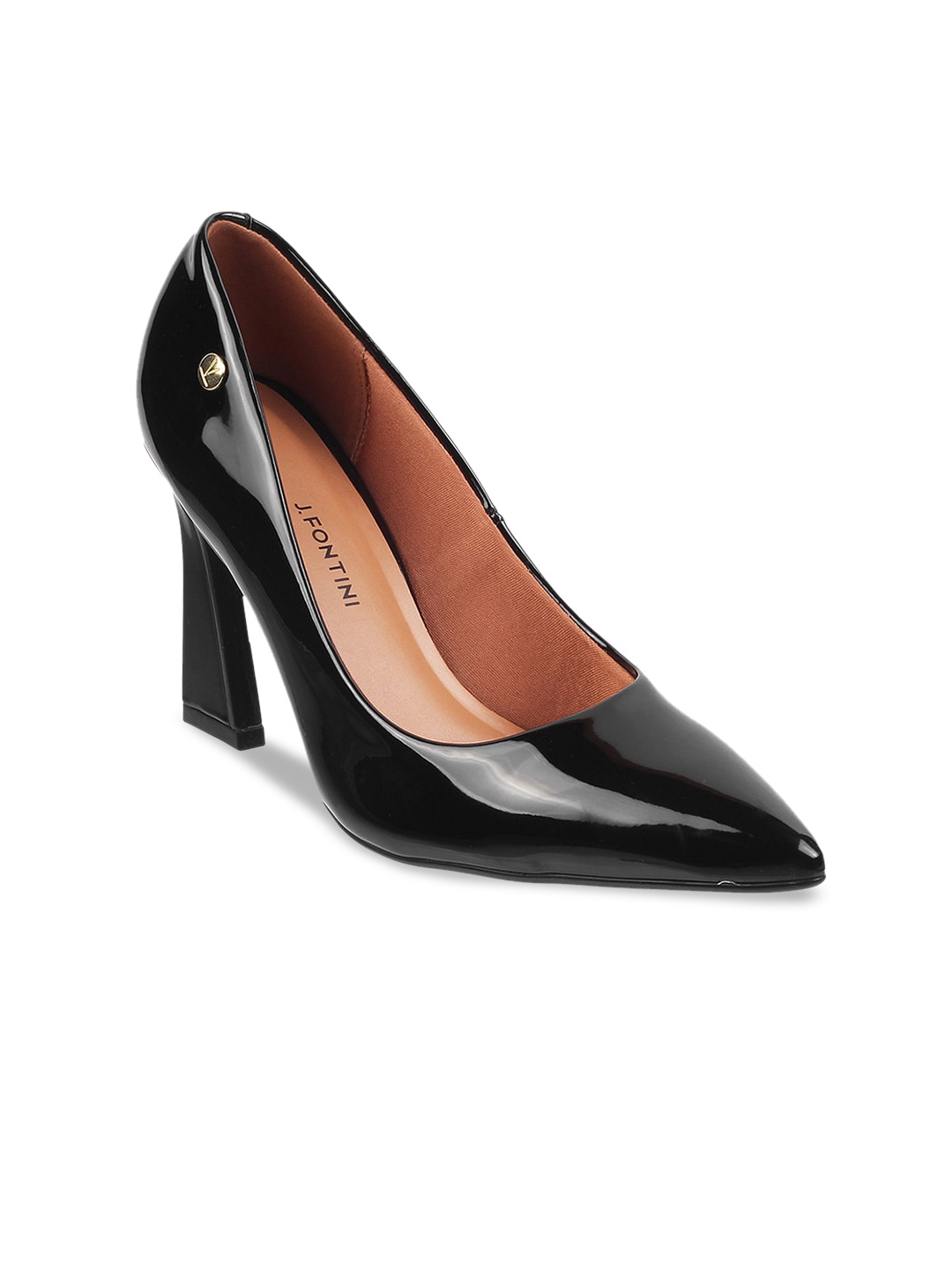 

J.FONTINI Pointed Toe Closed Back Kitten Pumps, Black