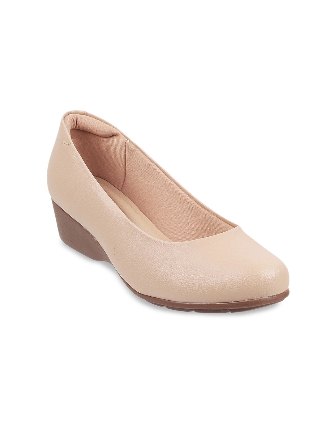 

J.FONTINI Round Toe Wedge Pumps, Beige