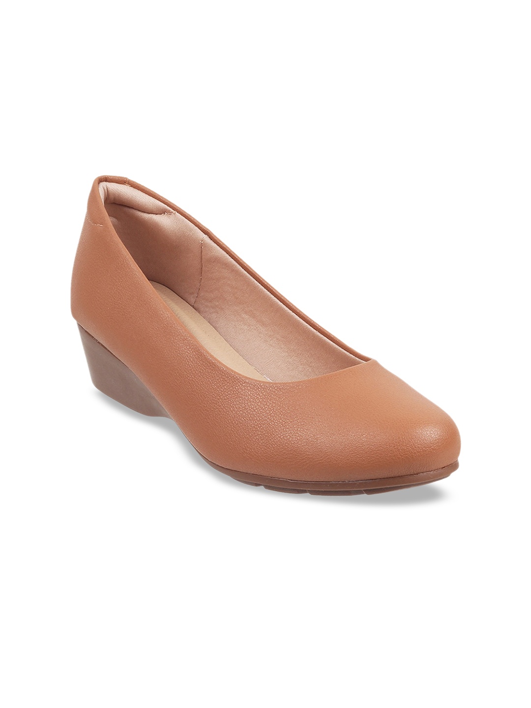 

J.FONTINI Round Toe Wedge Pumps, Tan