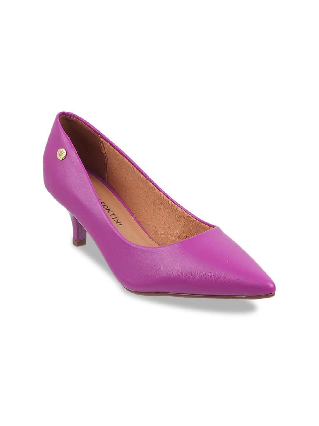 

J.FONTINI Pointed Toe Kitten Pumps, Purple