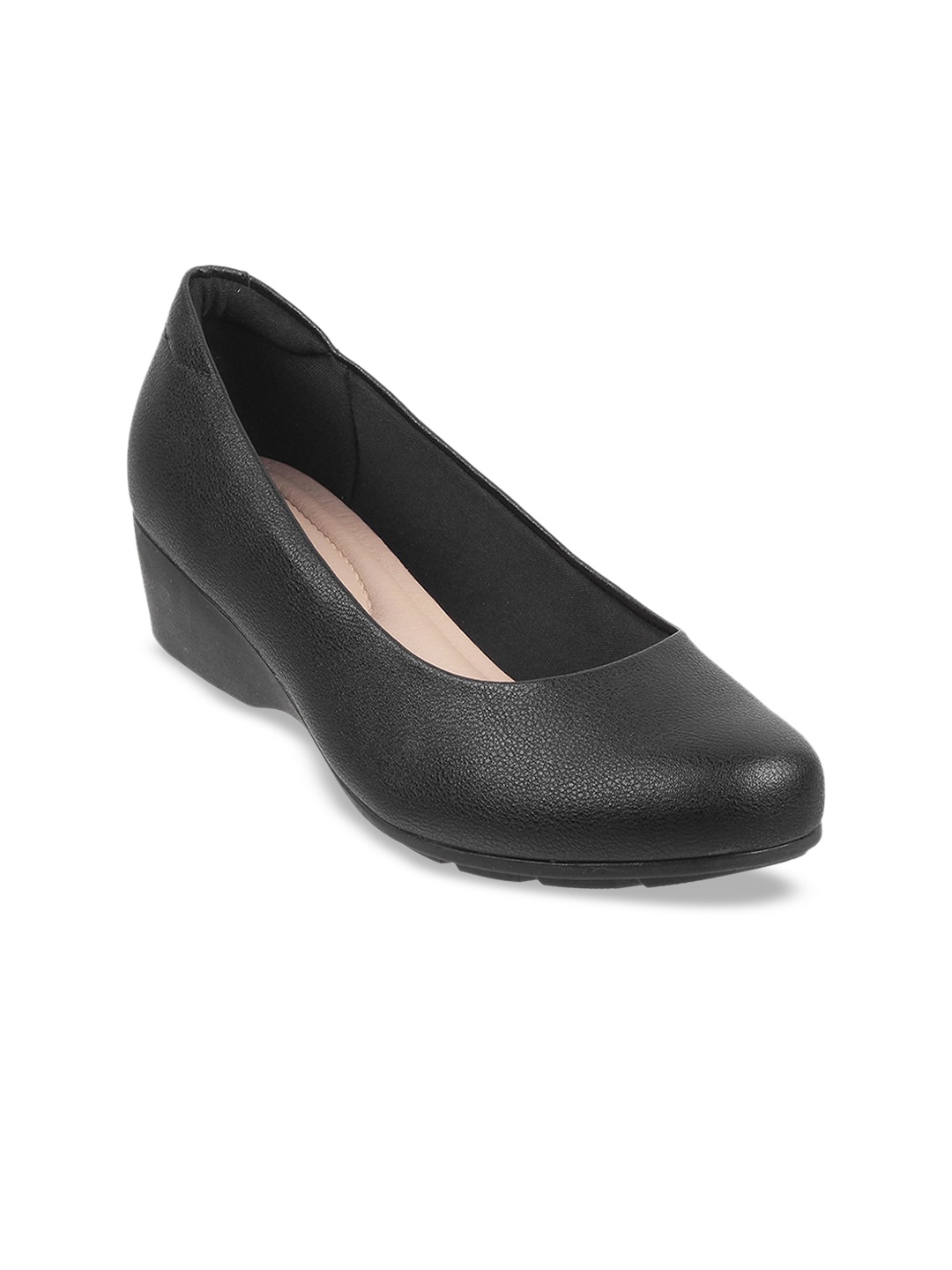 

J.FONTINI Round Toe Wedge Pumps, Black