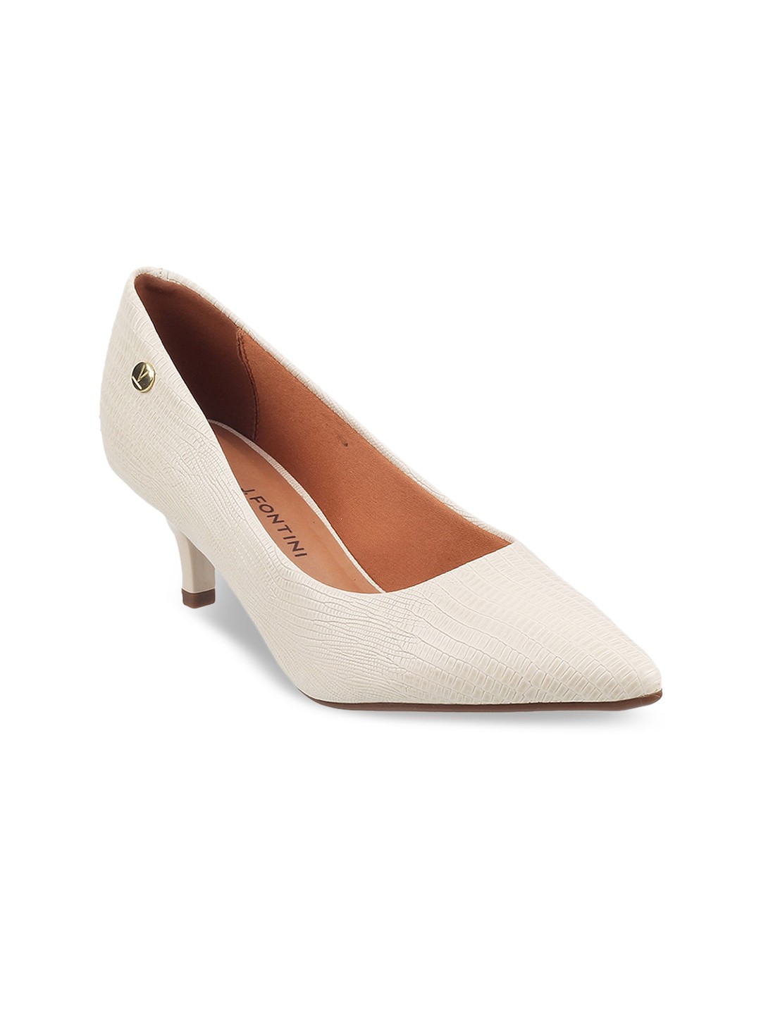 

J.FONTINI Pointed Toe Block Pumps, Beige
