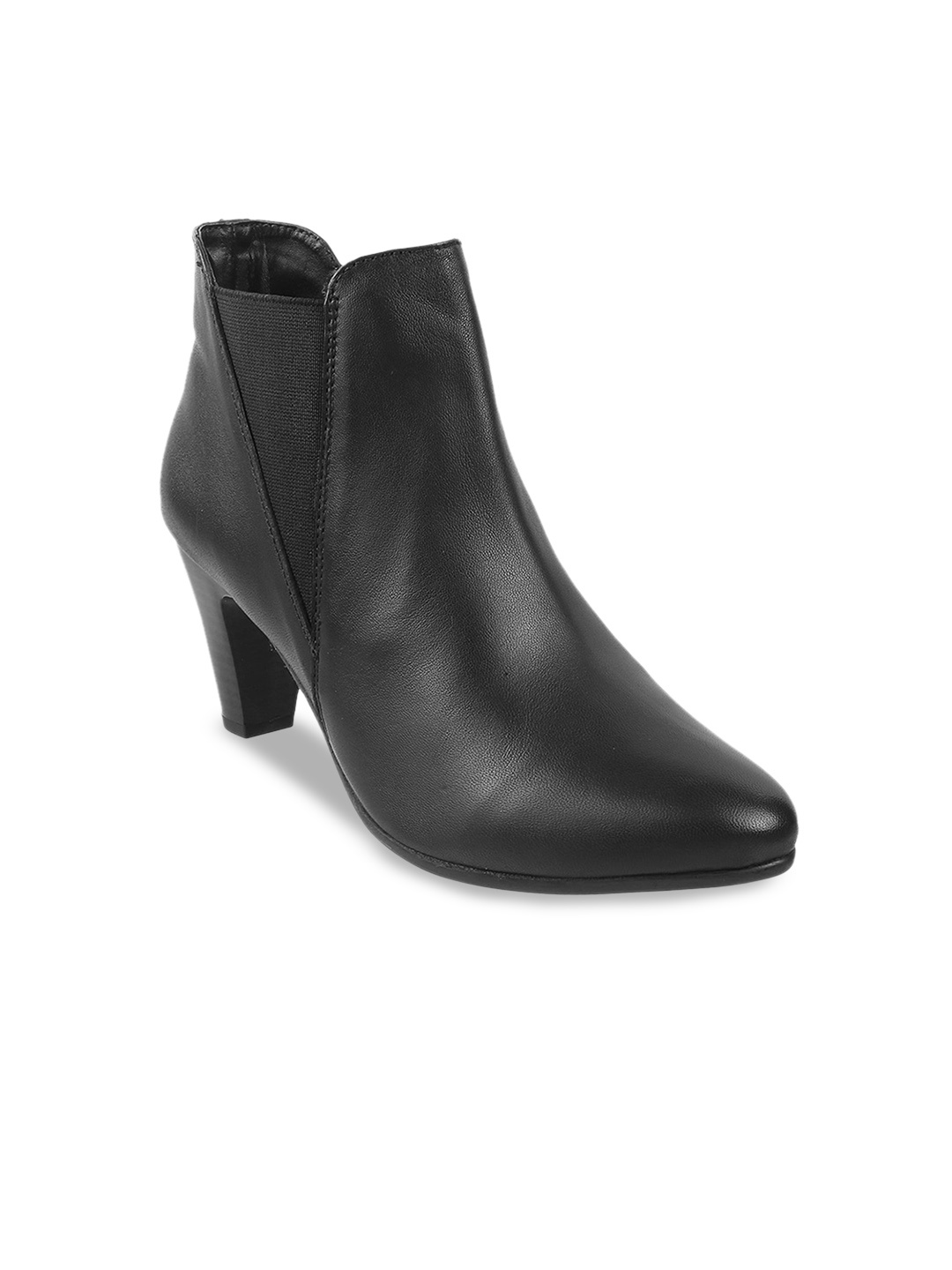 

Mochi Women Slip On Pointed Toe Slim Heeled Boots, Black