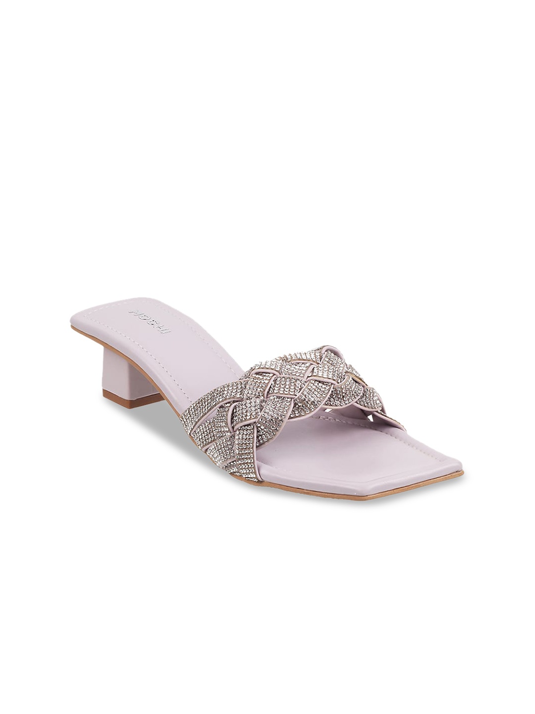 

Mochi Embellished Open Toe Block Heels, Lavender