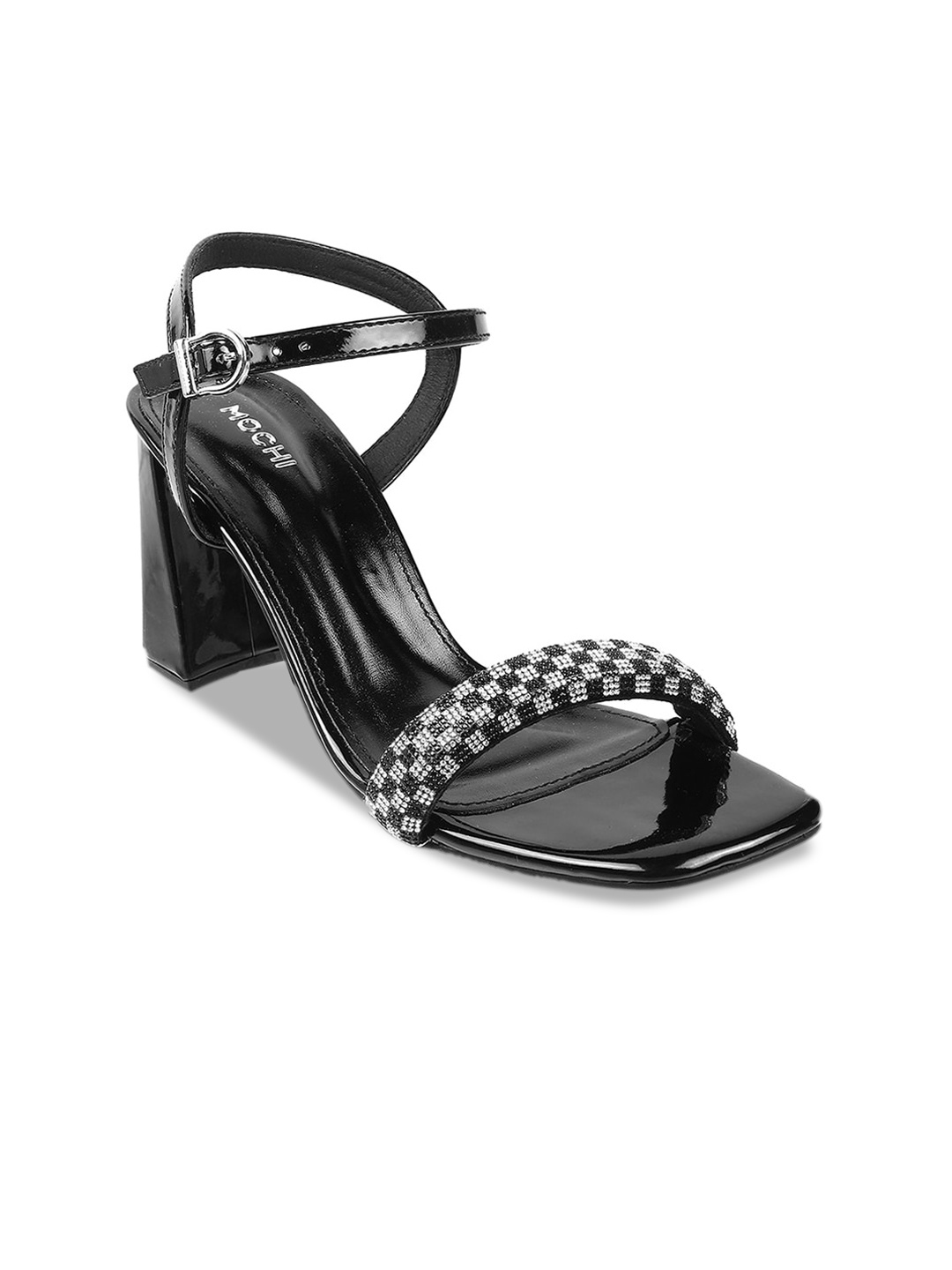 

Mochi Embellished Backstrap Block Heels, Black