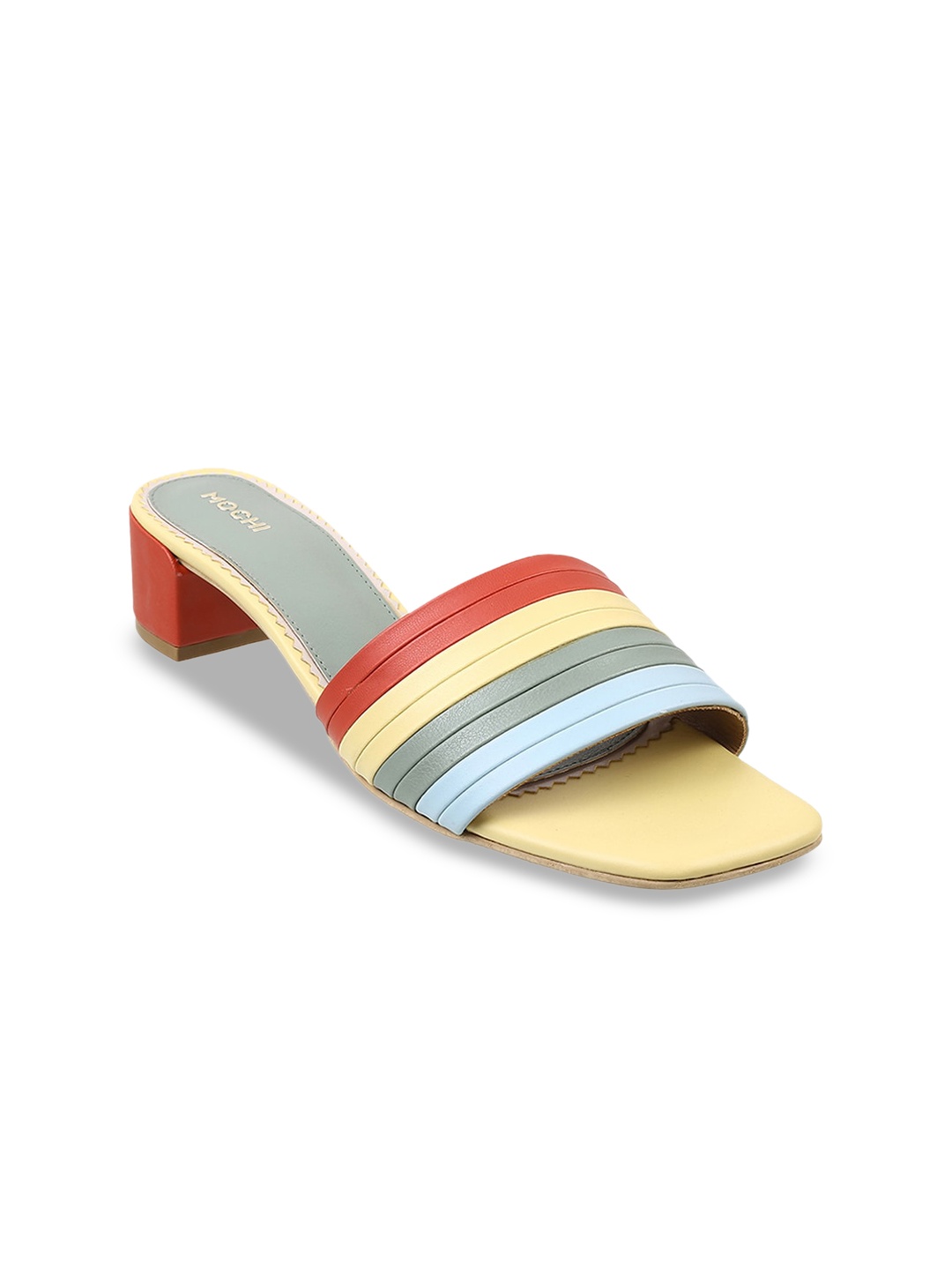 

Mochi Colourblocked Open Toe Block Heels, Yellow
