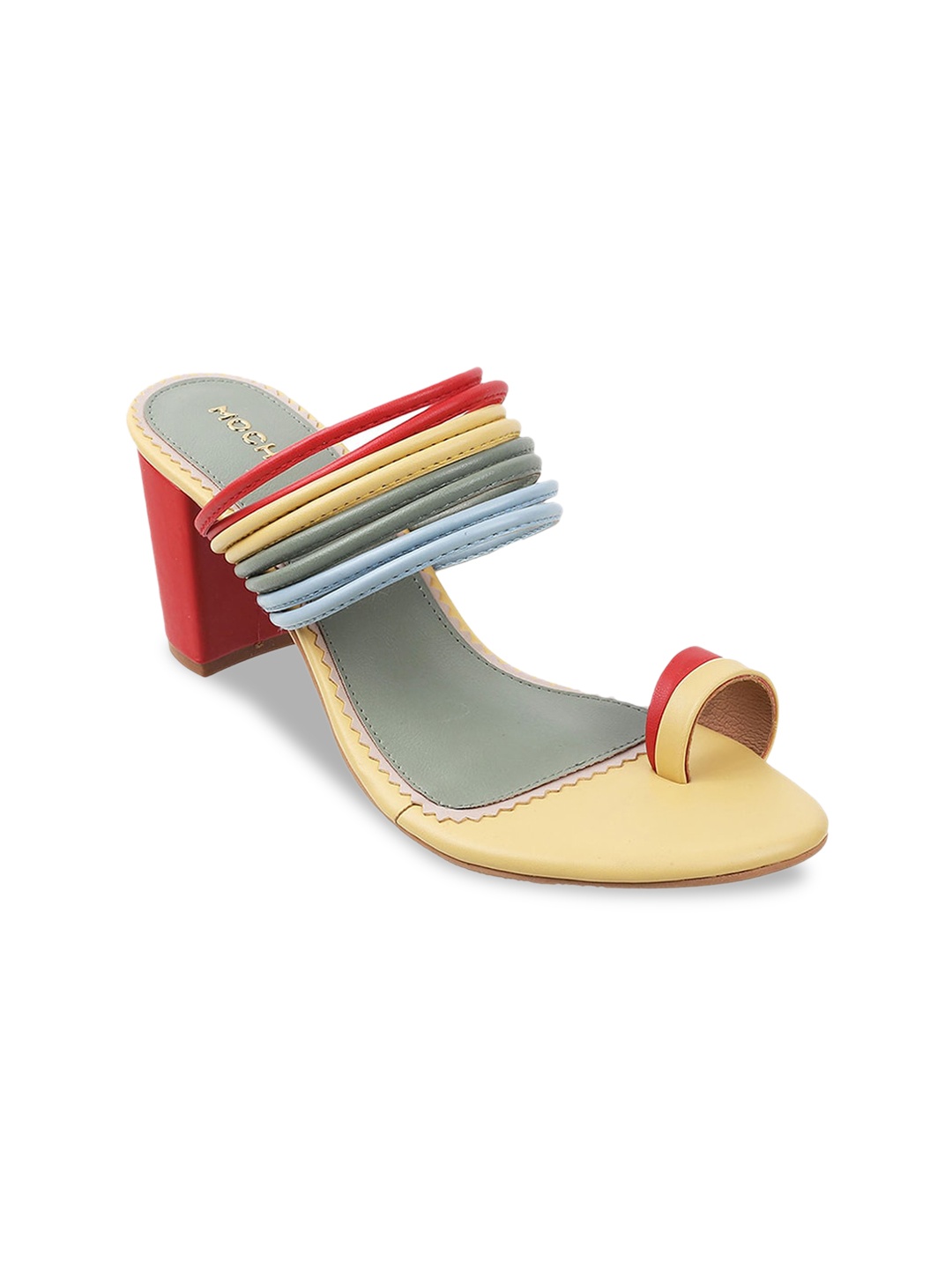 

Mochi Open Toe Block Heels, Red