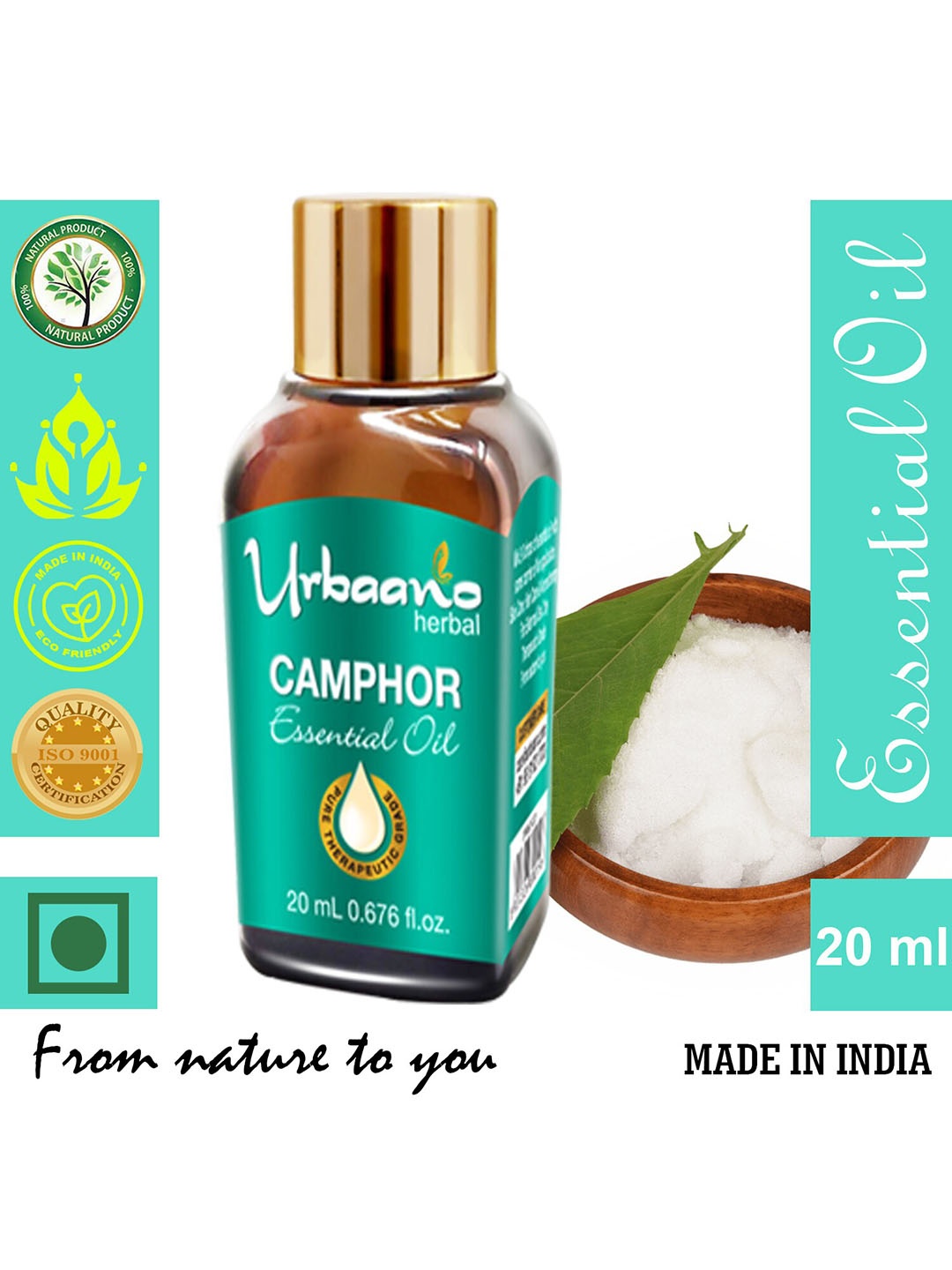 

Urbaano Herbal Camphor Face Essential Oil - 20 ml, Green