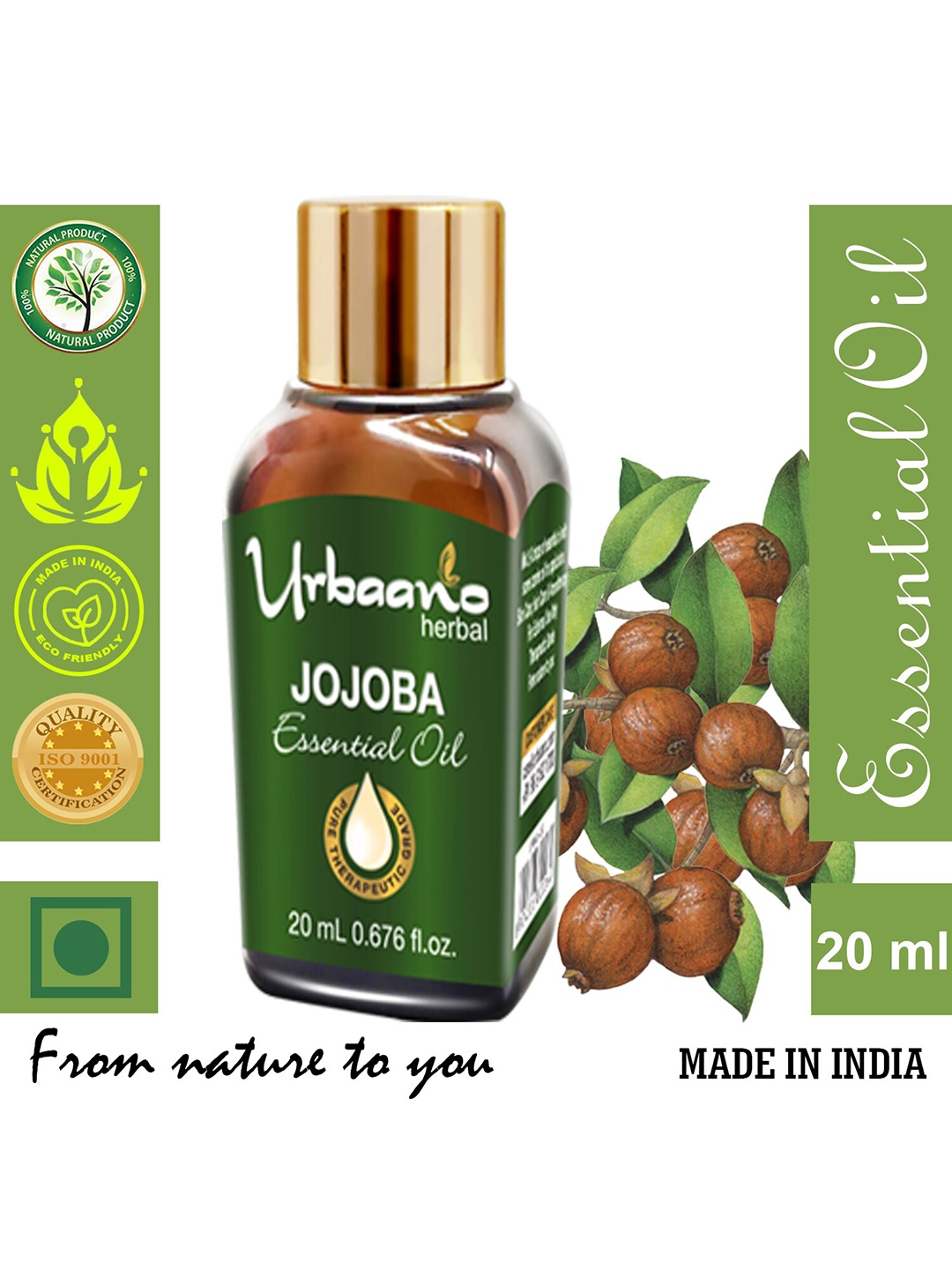 

Urbaano Herbal Jojoba Essential Oil 20ml, Nude