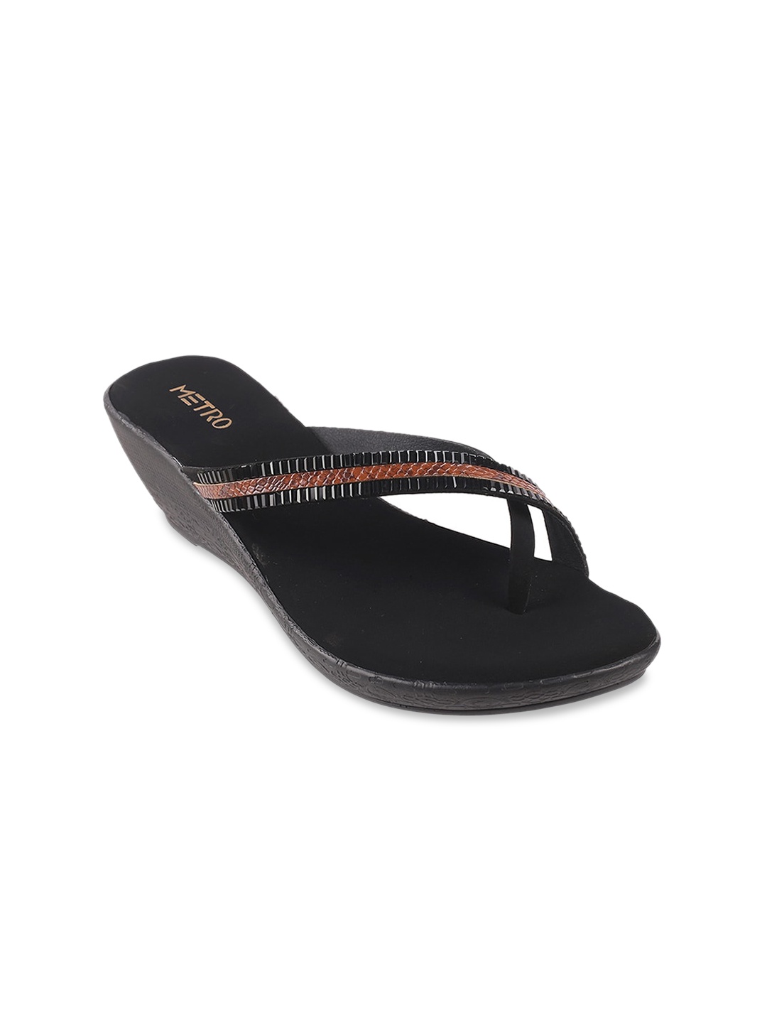 

Metro Embellished Open Toe Wedge Heels, Black