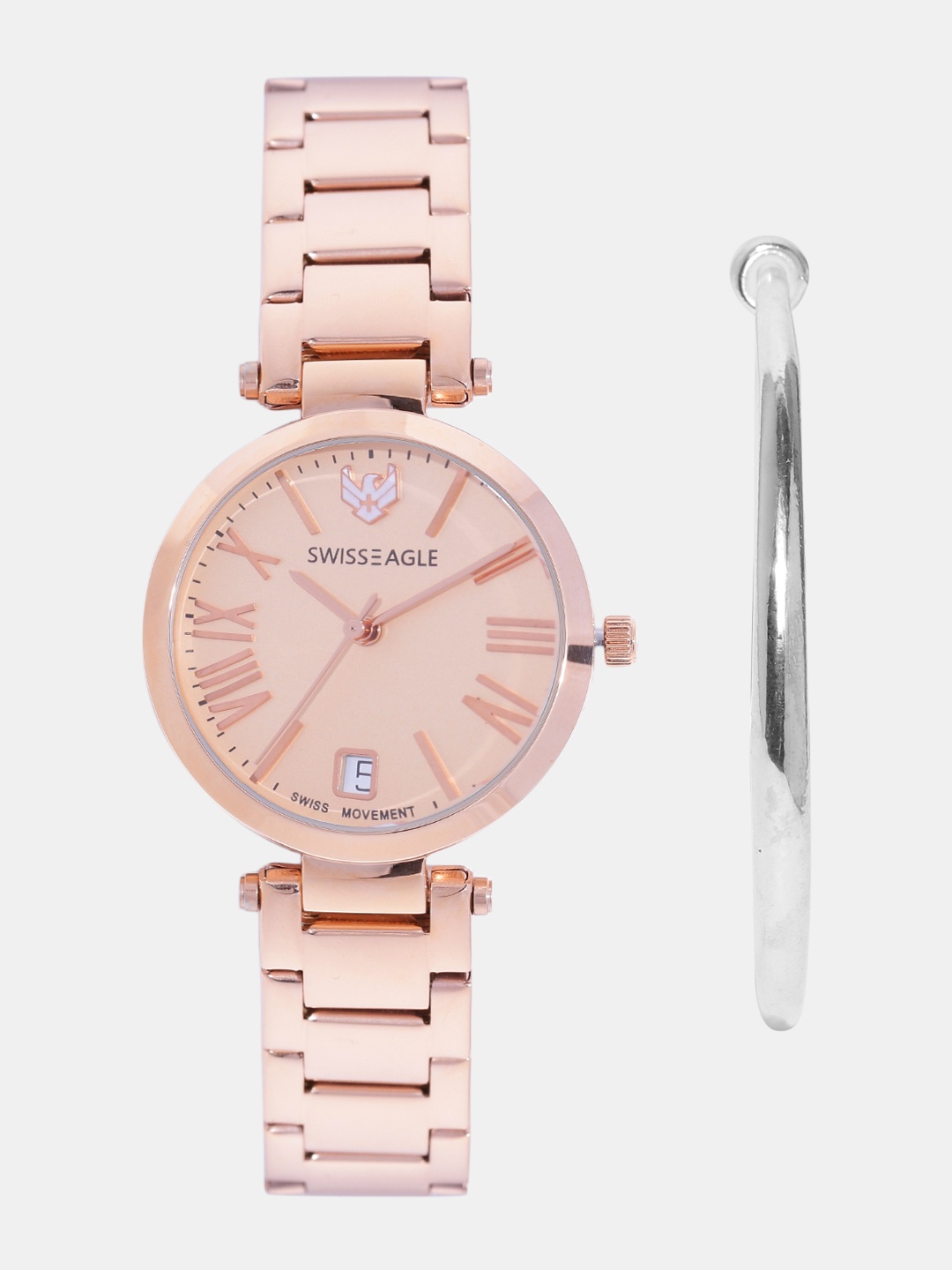 

Swiss Eagle Women Watch Gift Set, Peach