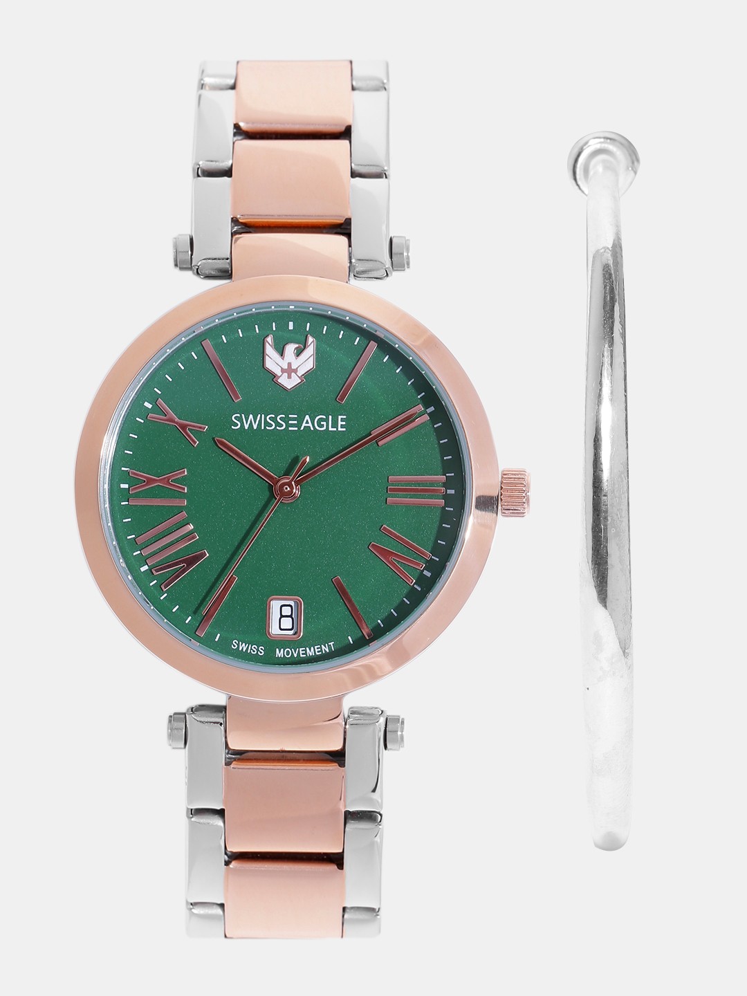 

Swiss Eagle Women Watch Gift Set, Green