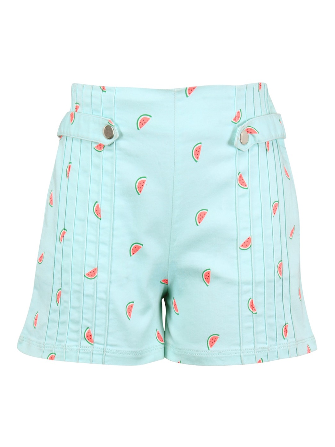 

CUTECUMBER Girls Conversational Printed Mid-Rise Shorts, Green