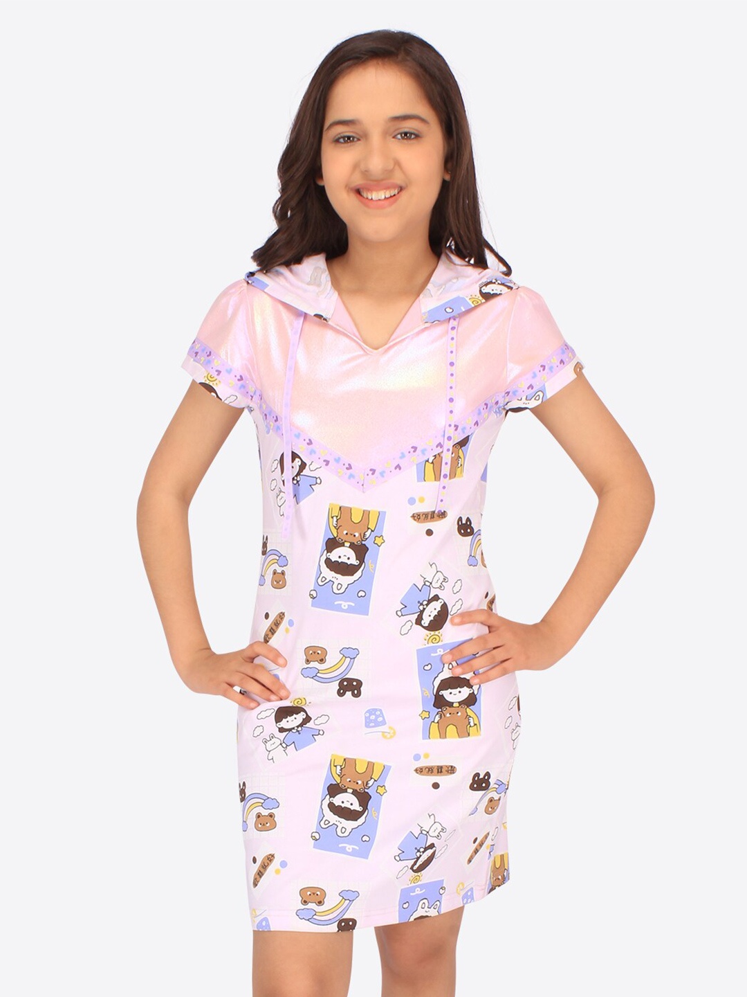 

CUTECUMBER Girls Print A-Line Dress, Purple
