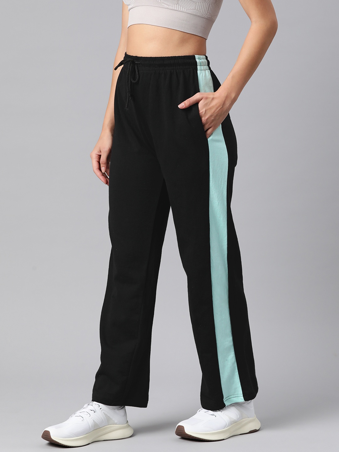 

Laabha Striped Terry Outdoor Sports Track Pants, Black