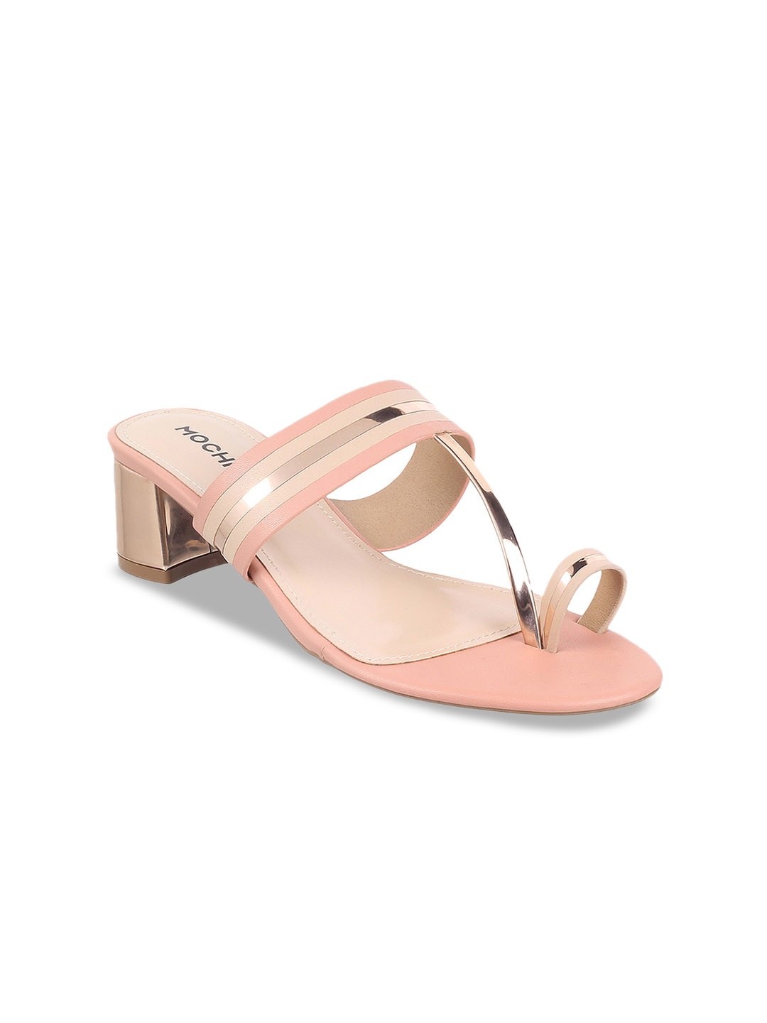 

Mochi Open Toe Block Heels, Peach