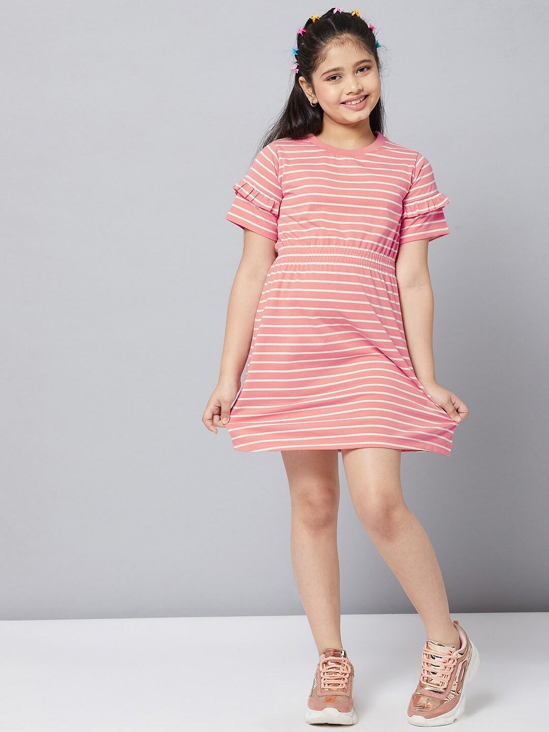 

Stylo Bug Girls Striped T-shirt Dress, Pink