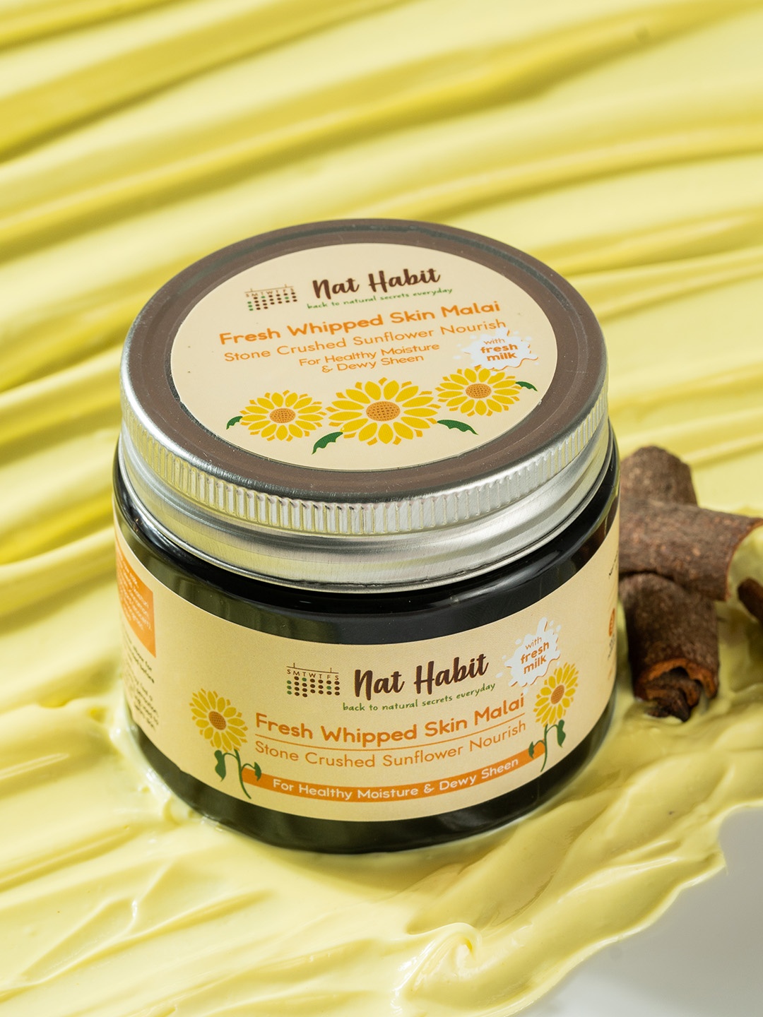 

Nat Habit Stone Crushed Sunflower Fresh Whipped Skin Malai Body Butter - 200 ml, Yellow