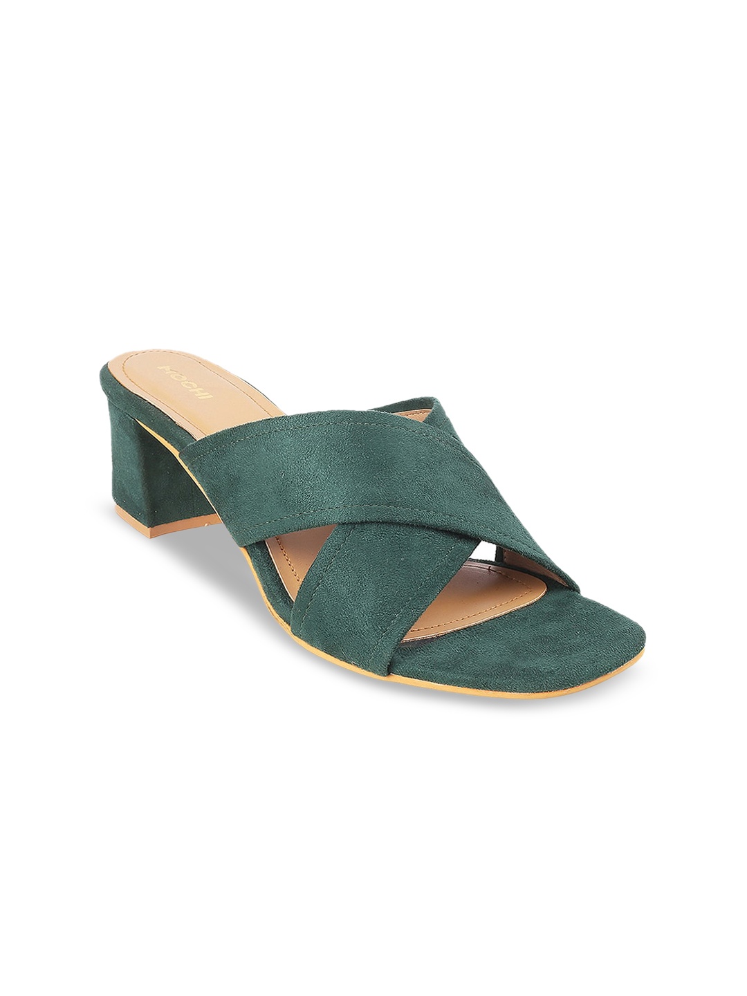 

Mochi Open Toe Block Heels, Green