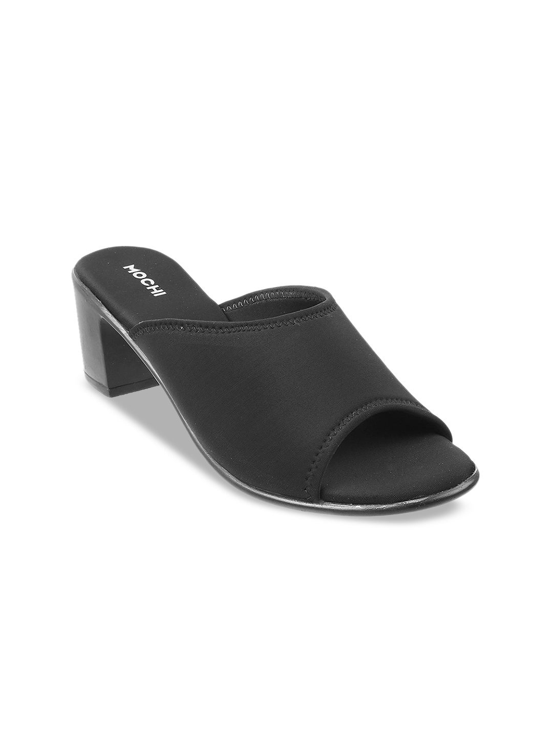 

Mochi Peep Toes Block Mules, Black
