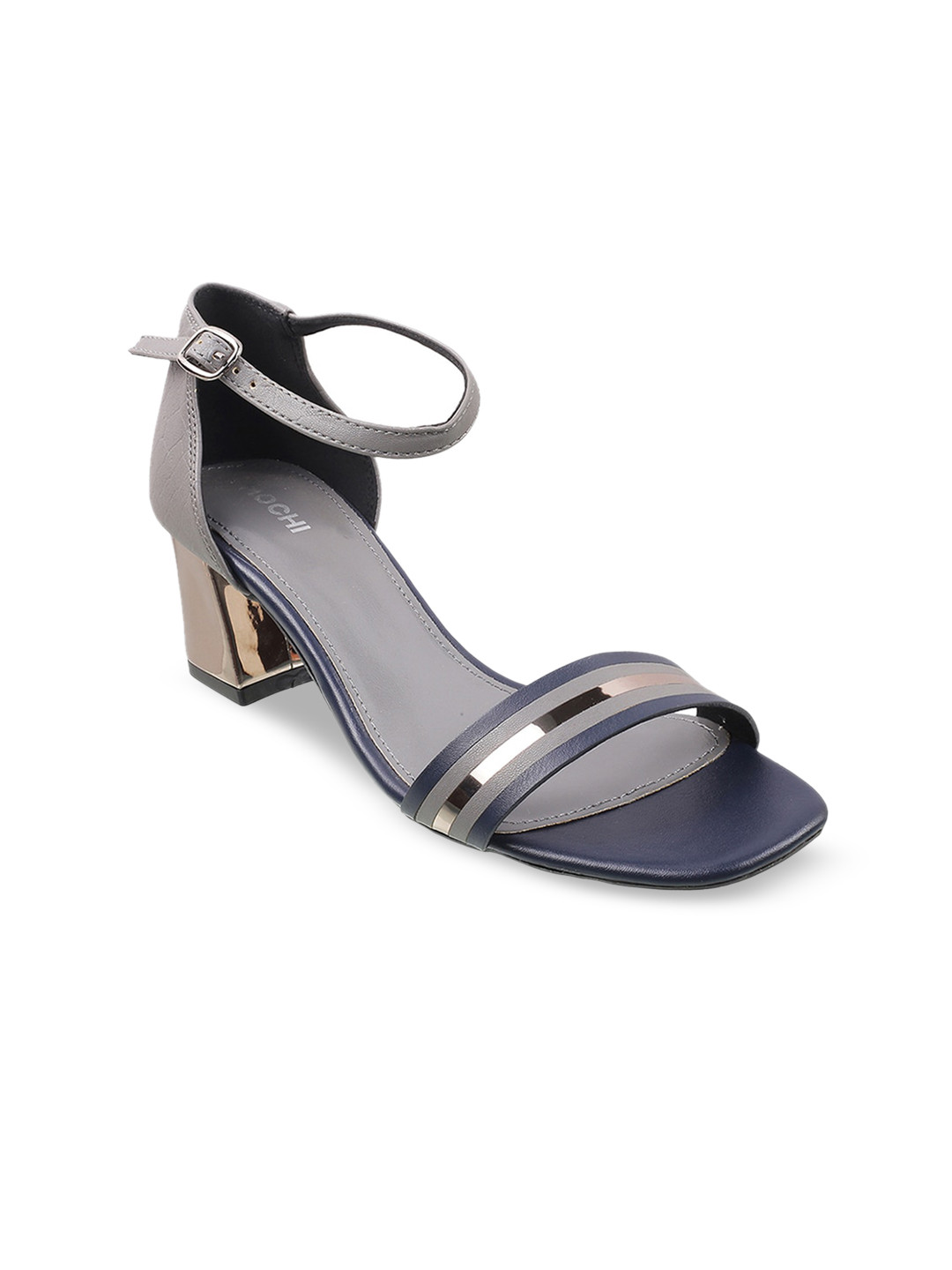 

Mochi Peep Toes Block Heels, Grey