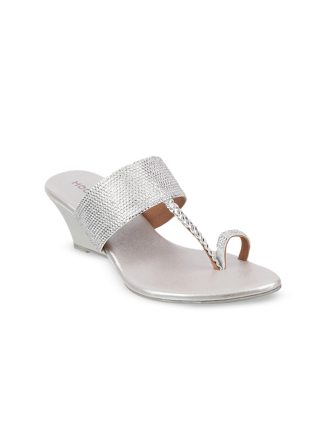 

Mochi Embellished One Toe Wedge Heels, Silver